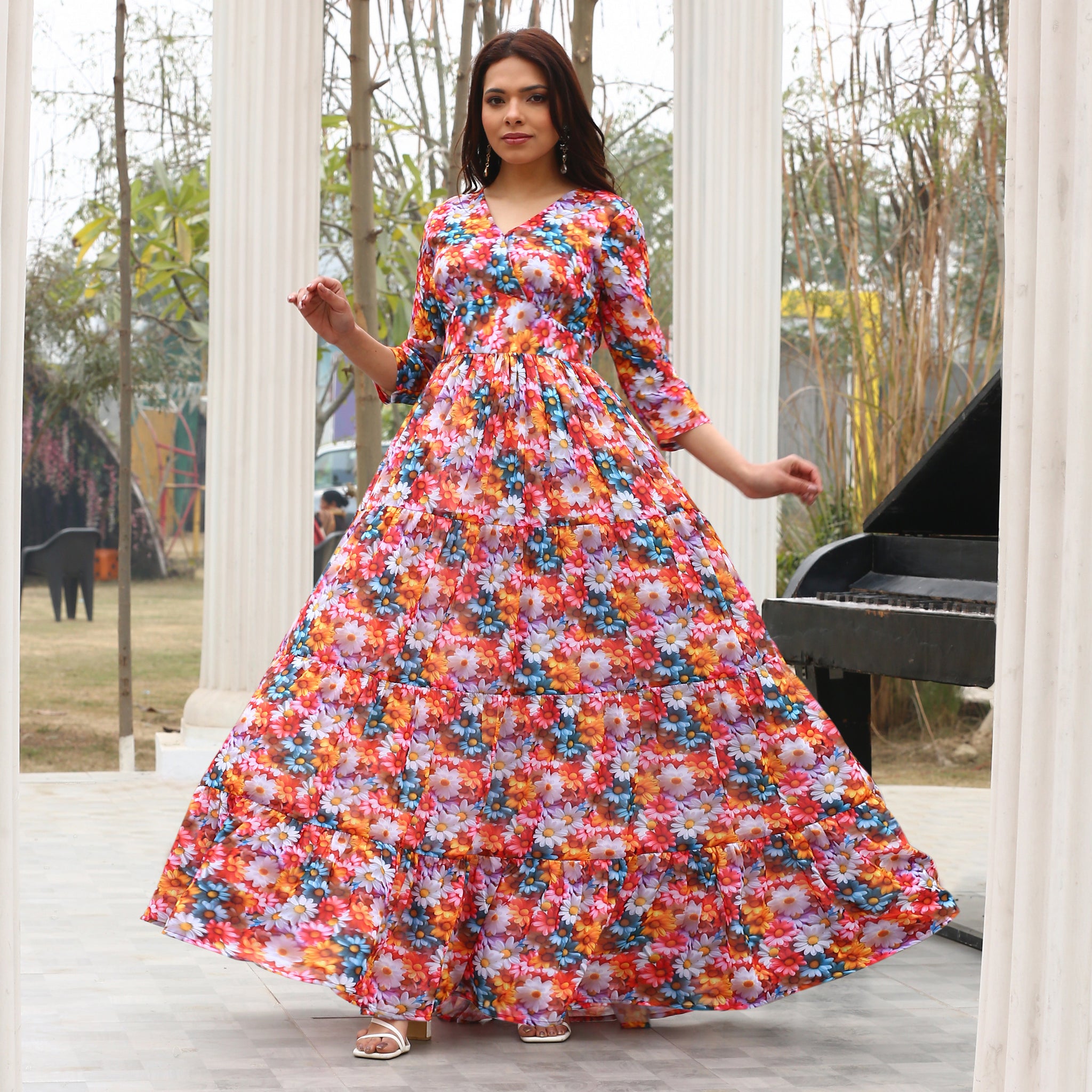 Anique Multicolor Flared Maxi Dress