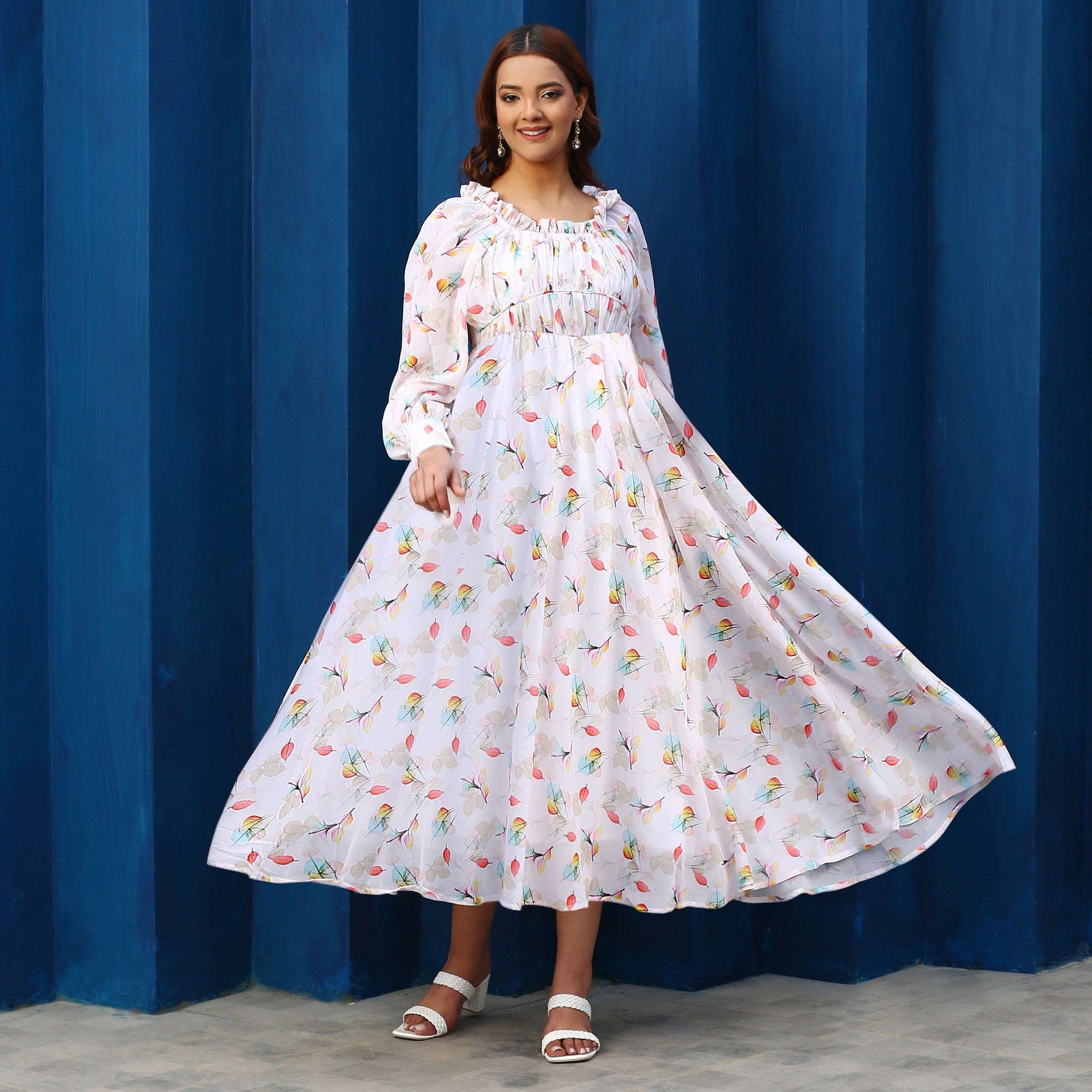 Kamila White Floral Maxi Dress