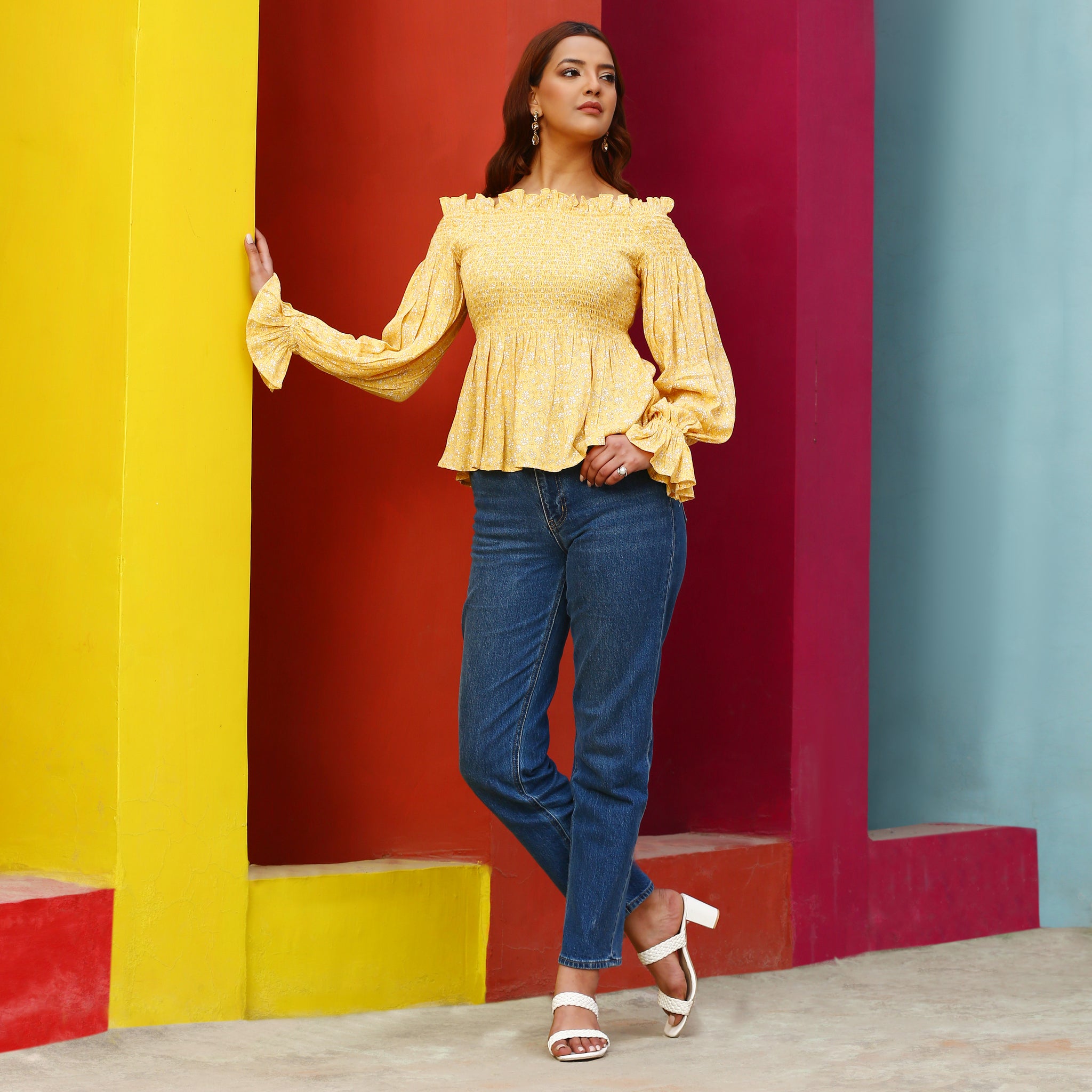 Laurica Ditsy Floral Off-Shoulder Top