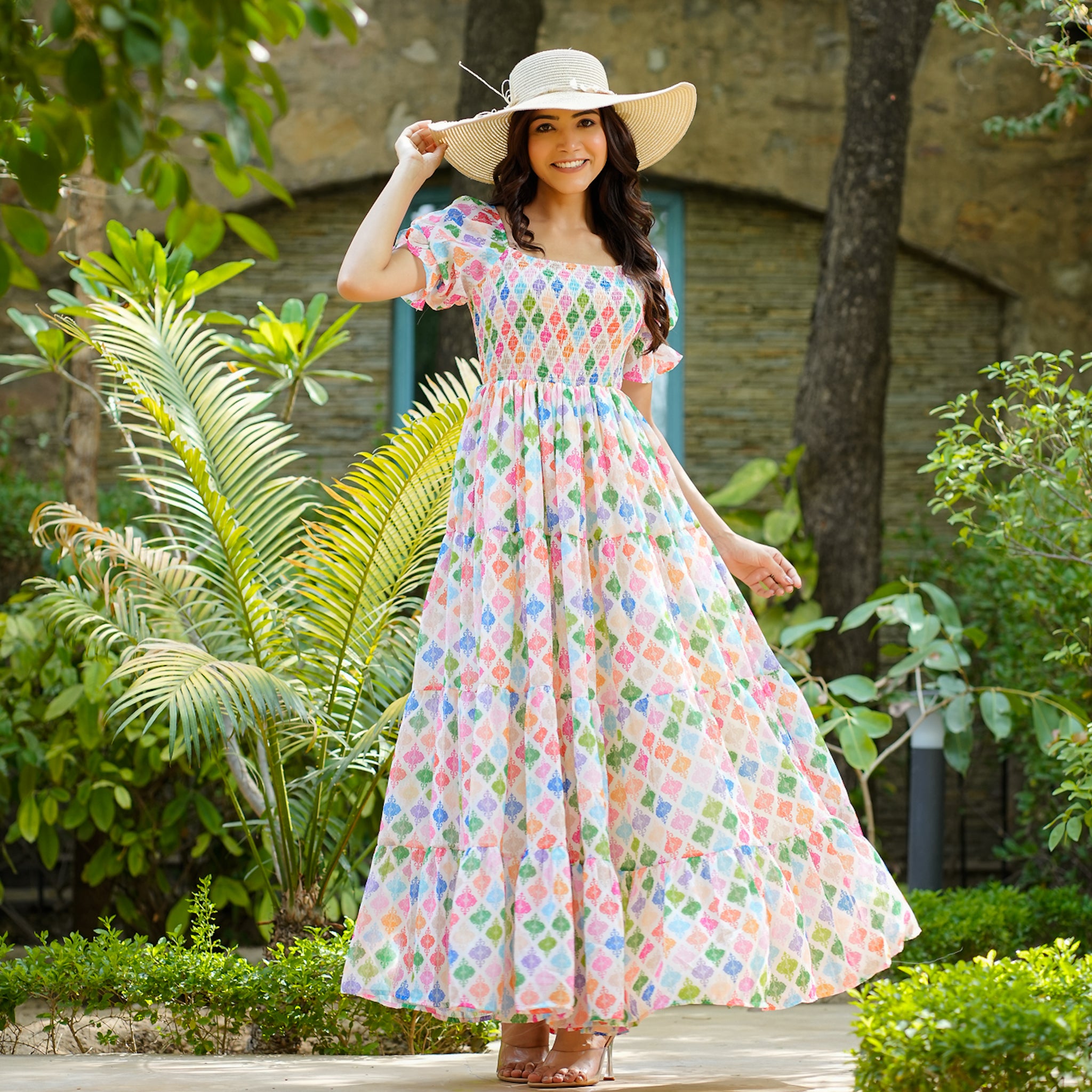 Elyna Multicolor Flared Maxi Dress