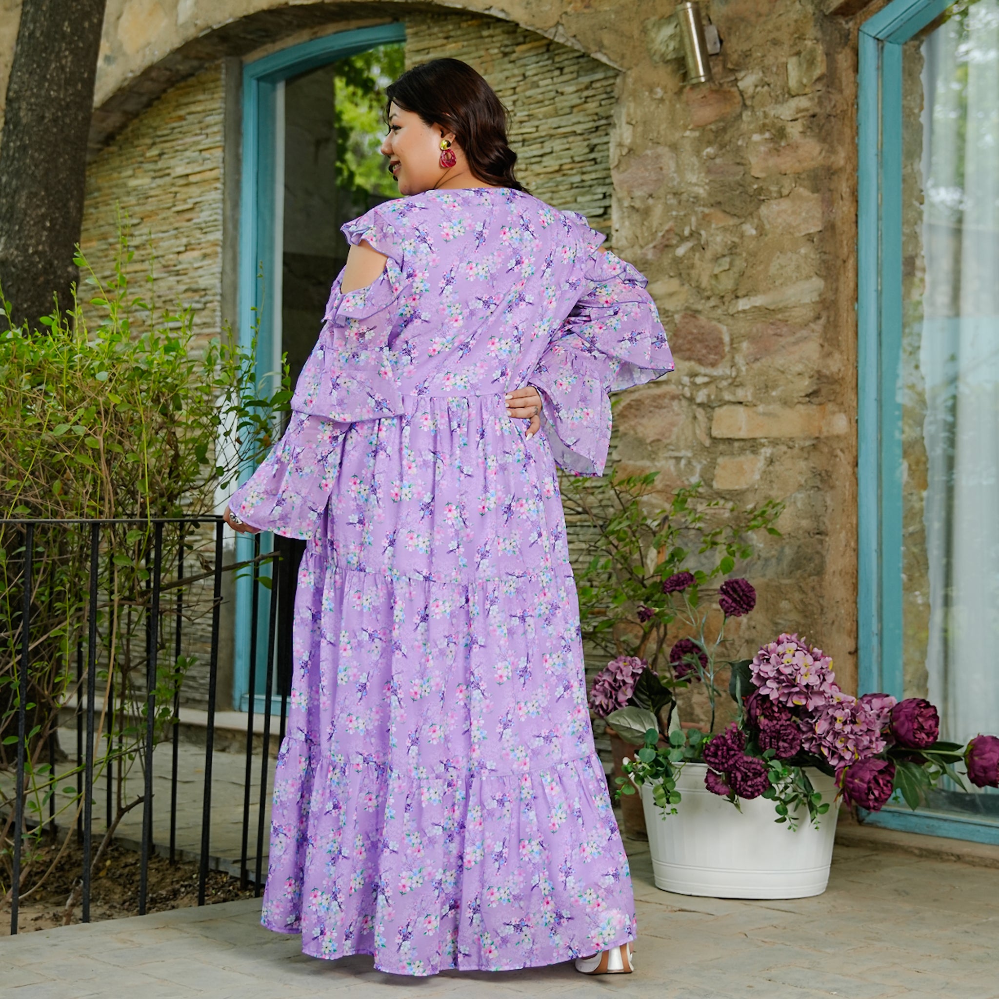 Lavender floral maxi dress on sale