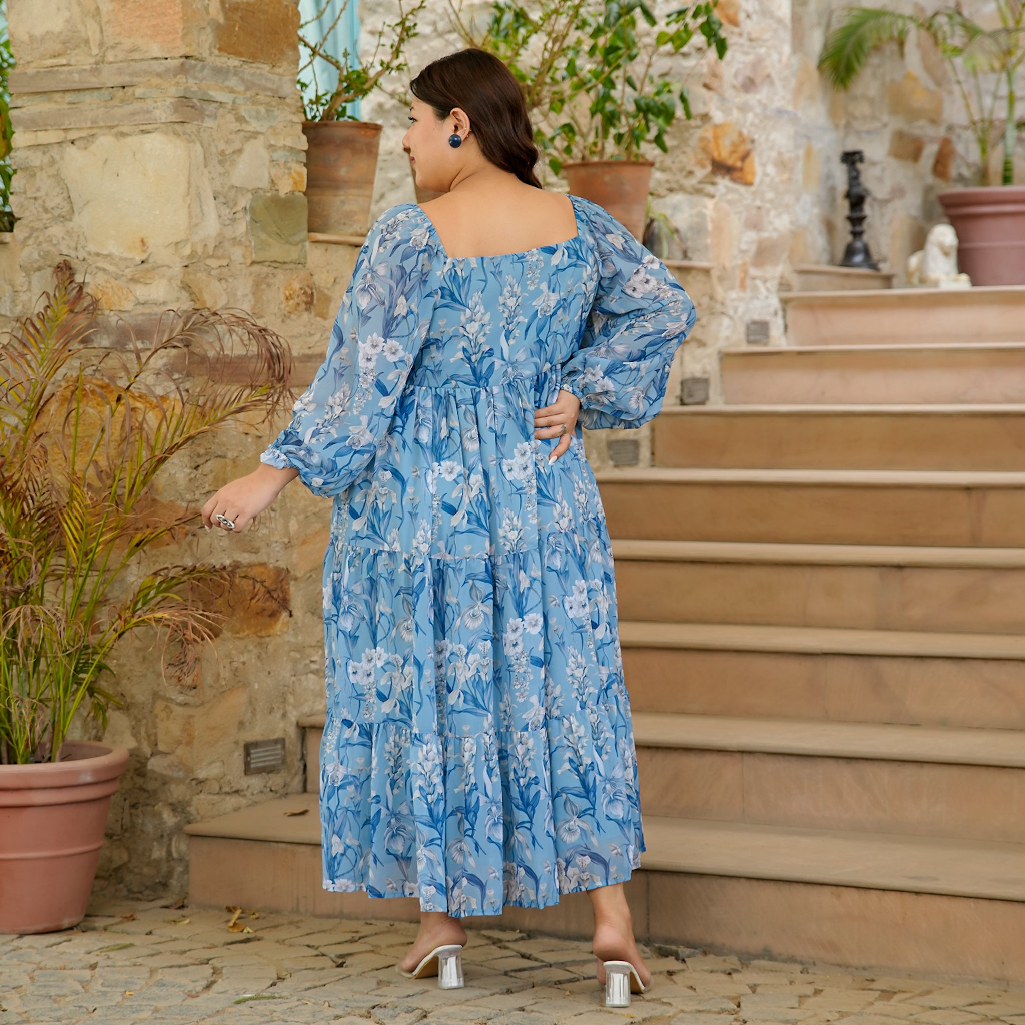 Felicite Curve Blue Maxi Dress