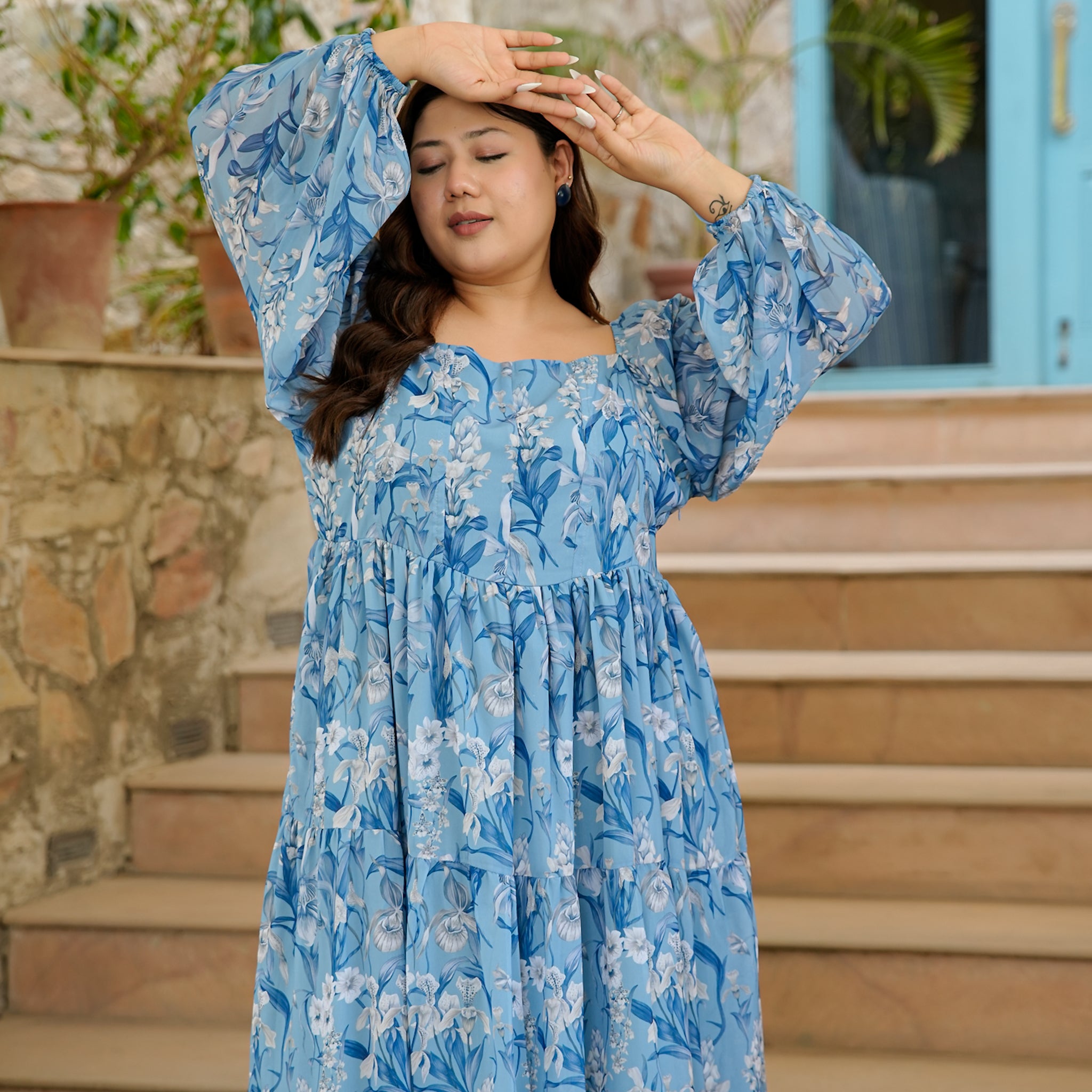 Felicite Curve Blue Maxi Dress