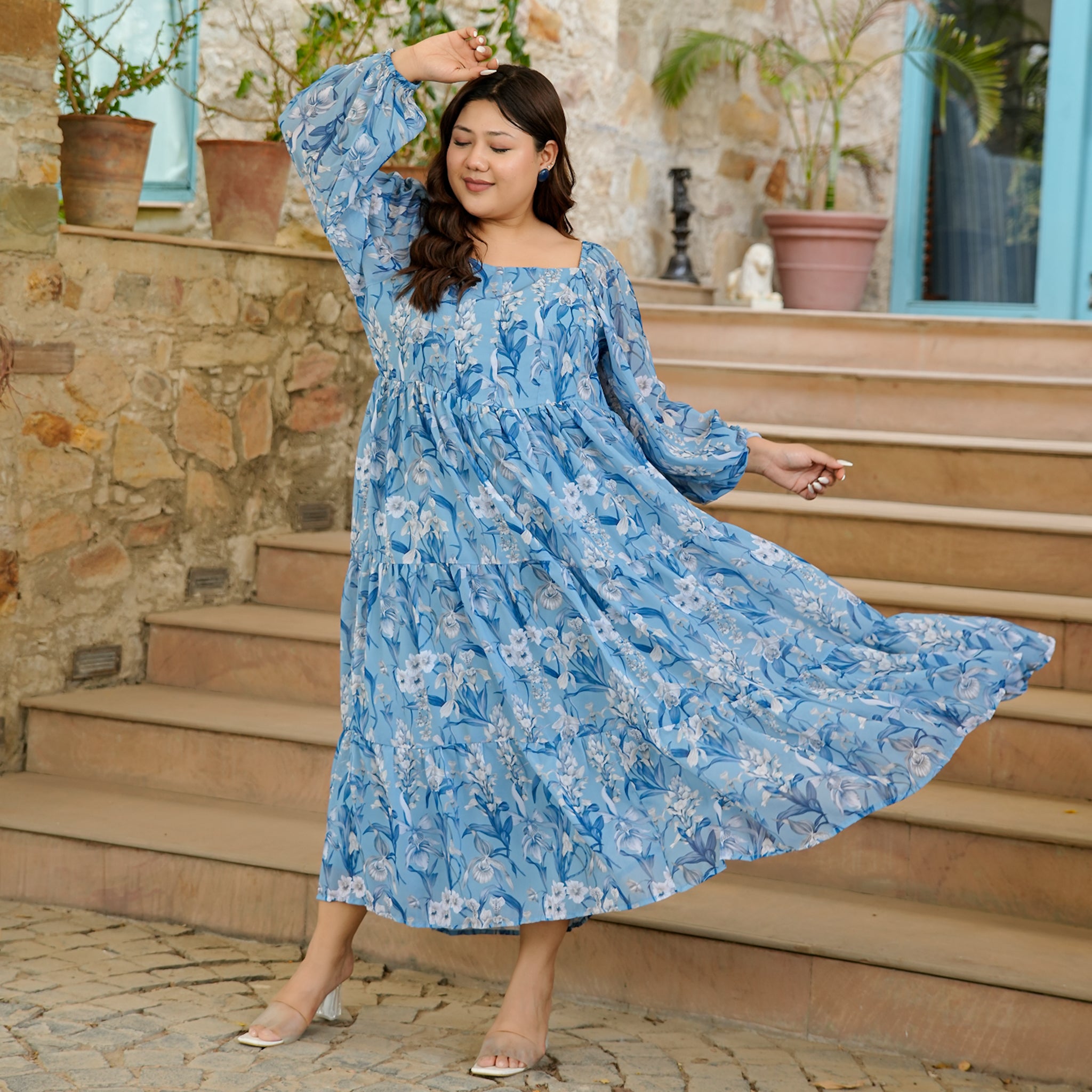 Felicite Curve Blue Maxi Dress