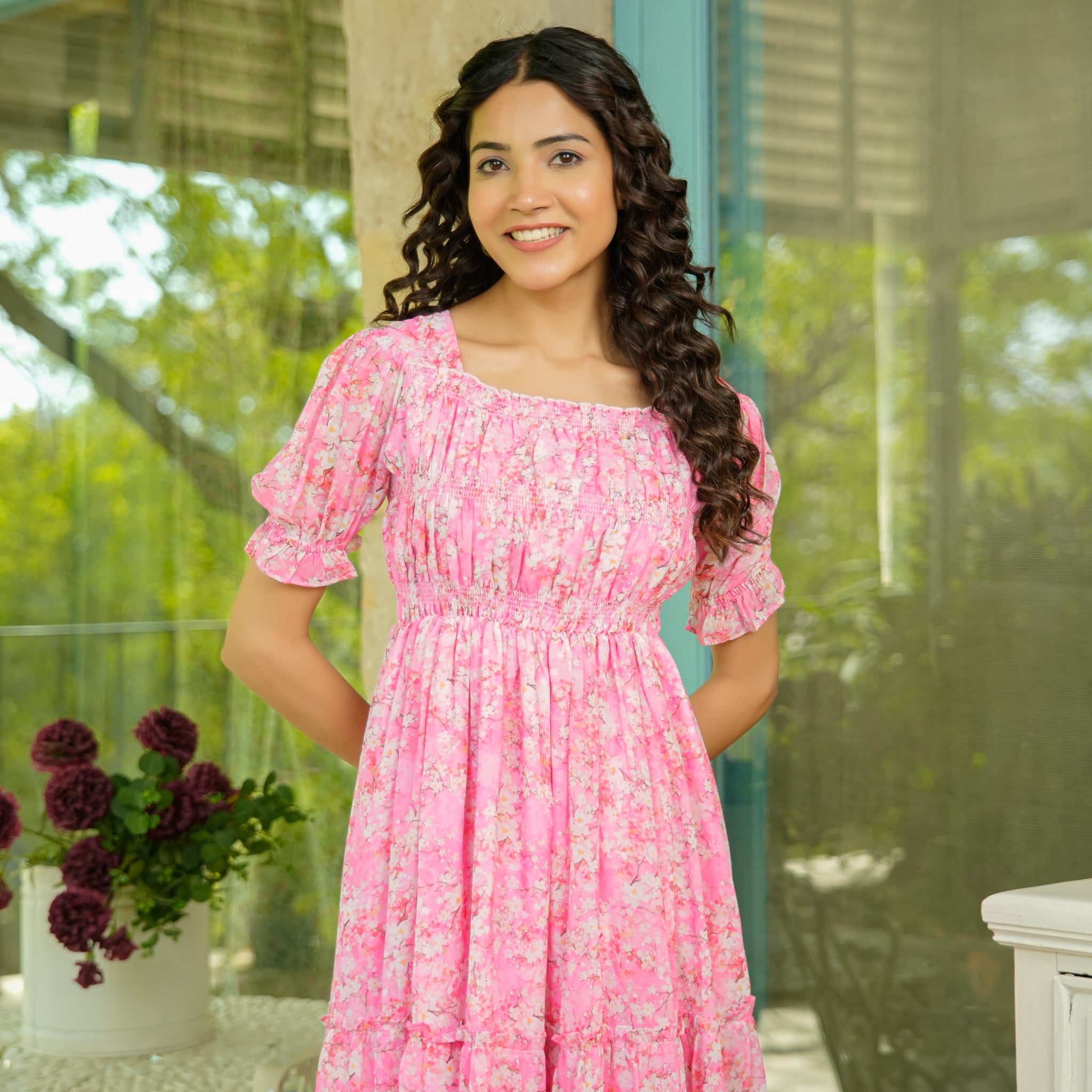 Estelle Pink Floral Maxi Dress