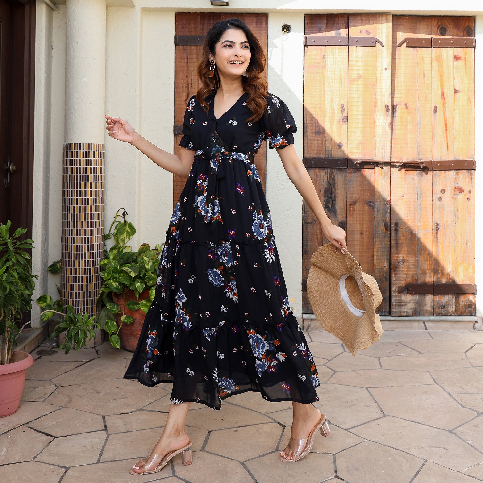 Aurora Navy Floral Maxi Dress