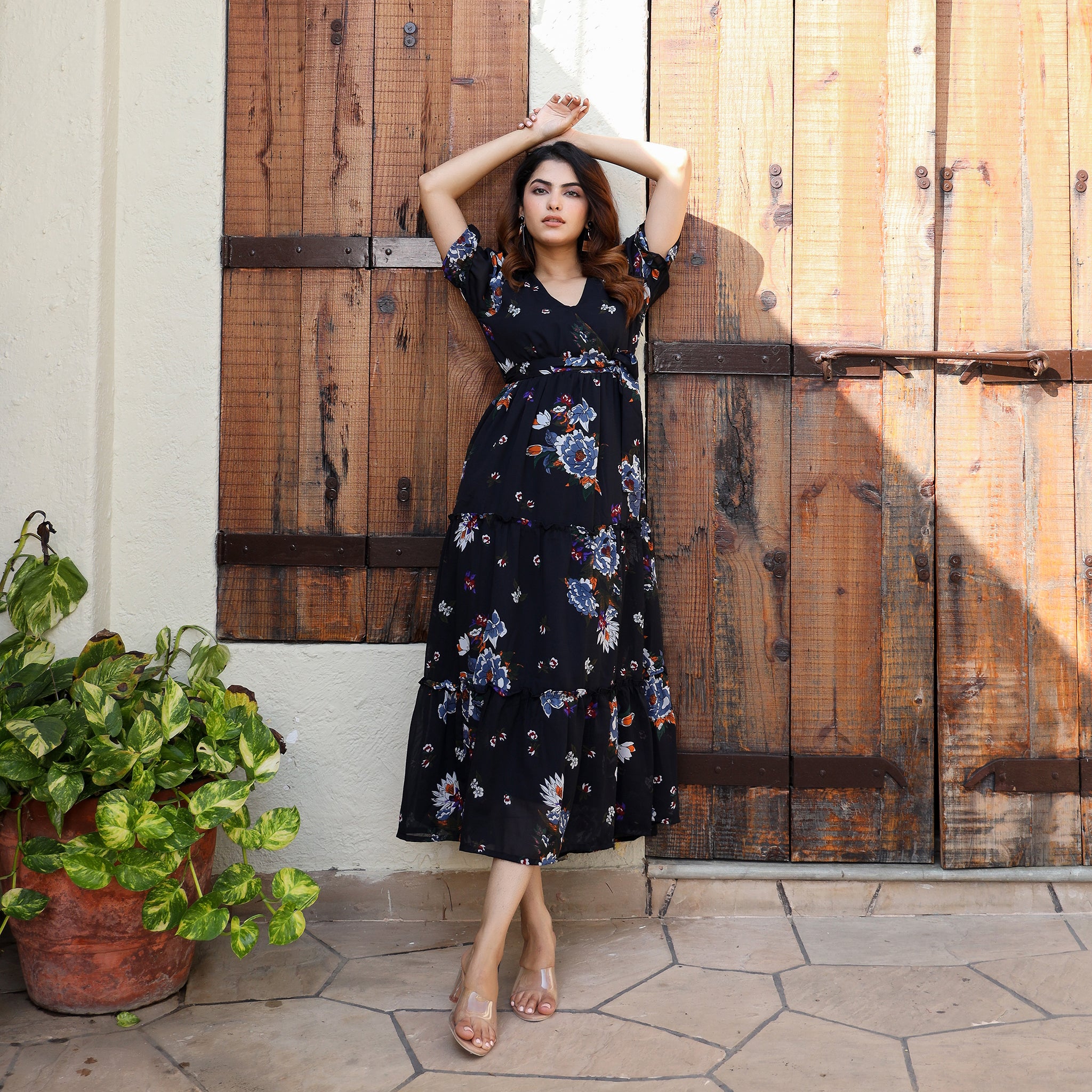 Aurora Navy Floral Maxi Dress