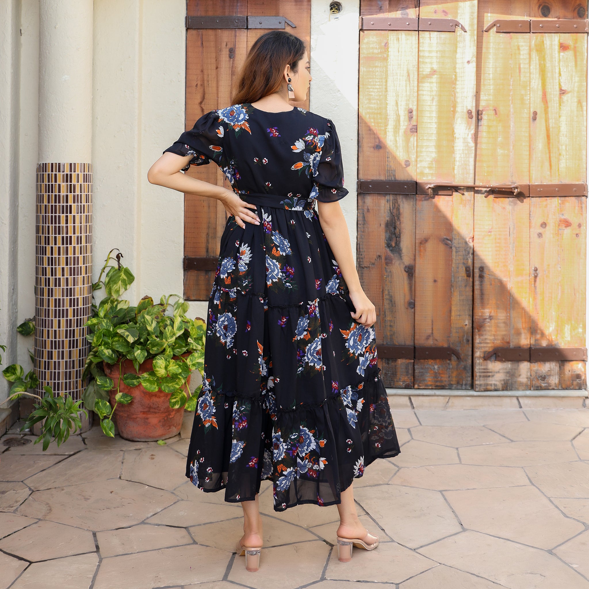 Aurora Navy Floral Maxi Dress
