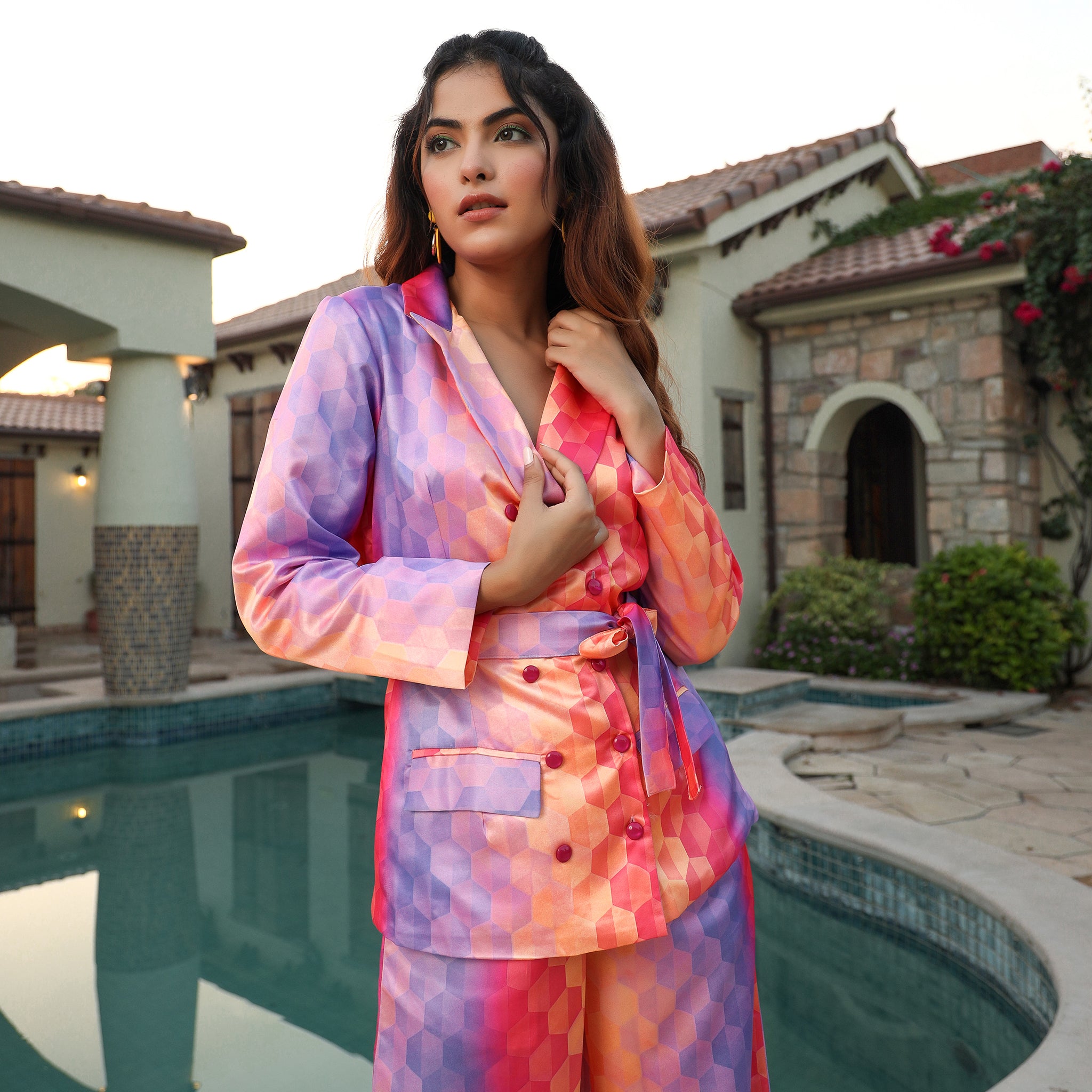 Grazia Multicolor Satin Co-Ord Set