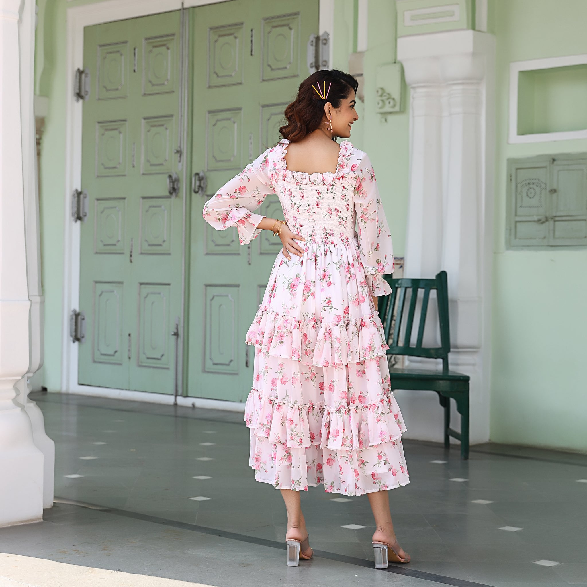 Ariana White Smocked Maxi Dress