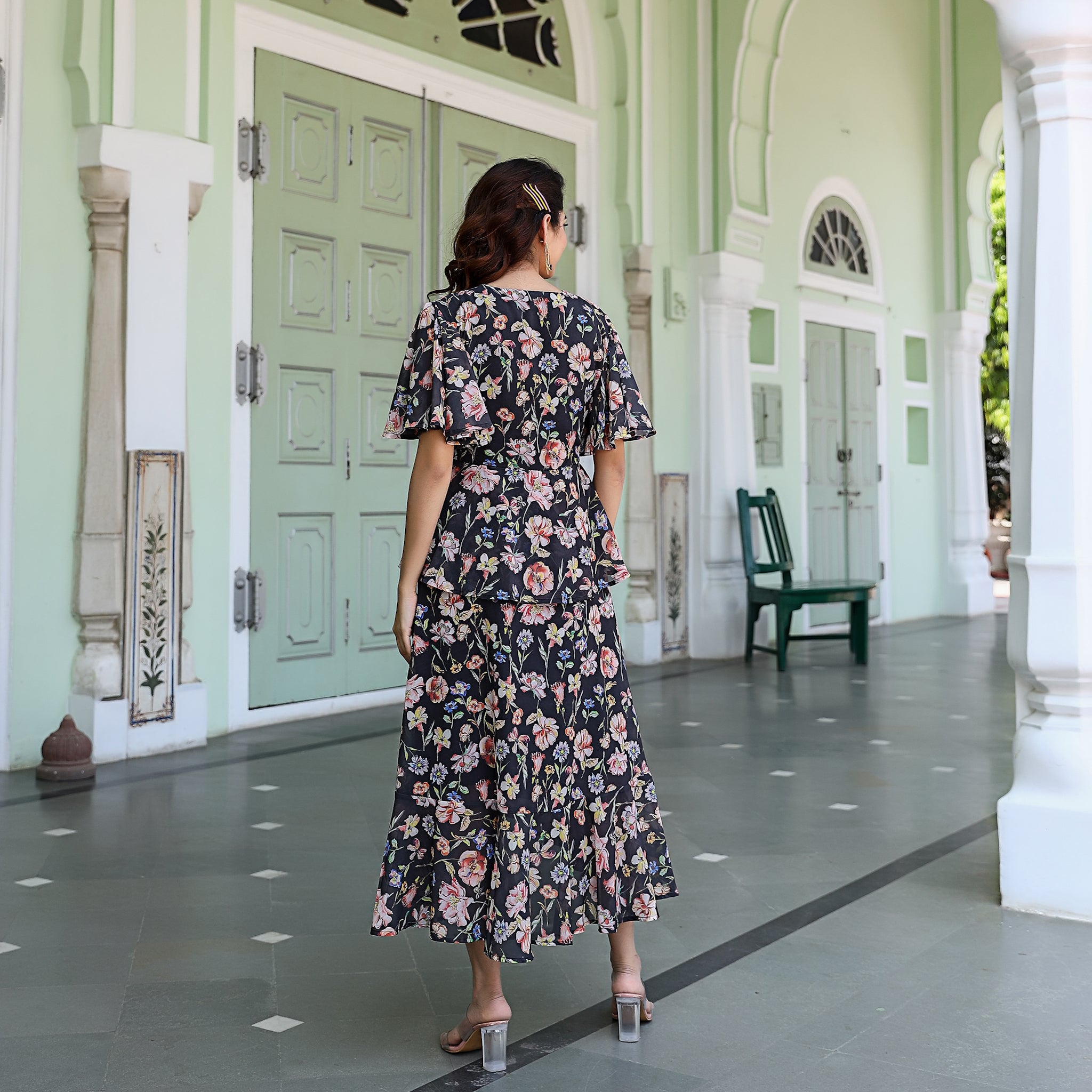 Aster Black Floral Maxi Dress