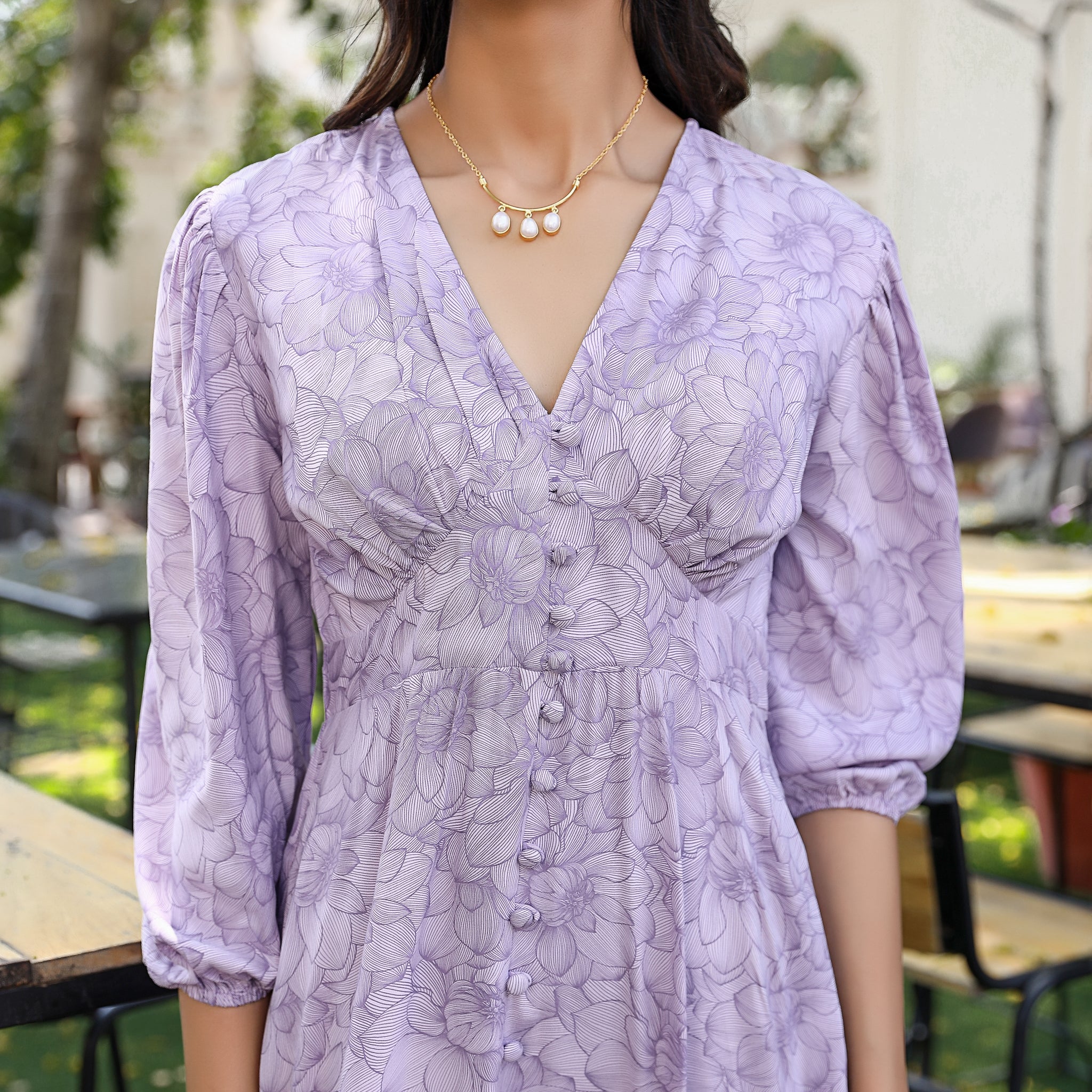 Megan Lavender Floral Cotton Maxi Dress