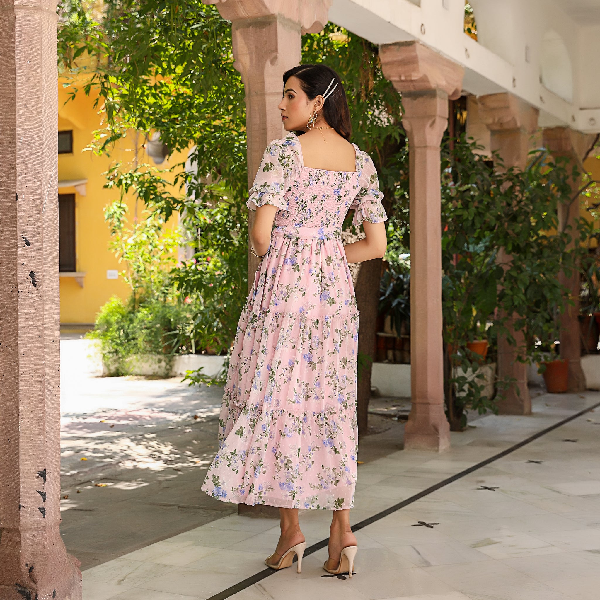 Clare Multicolor Smocked Floral Dress