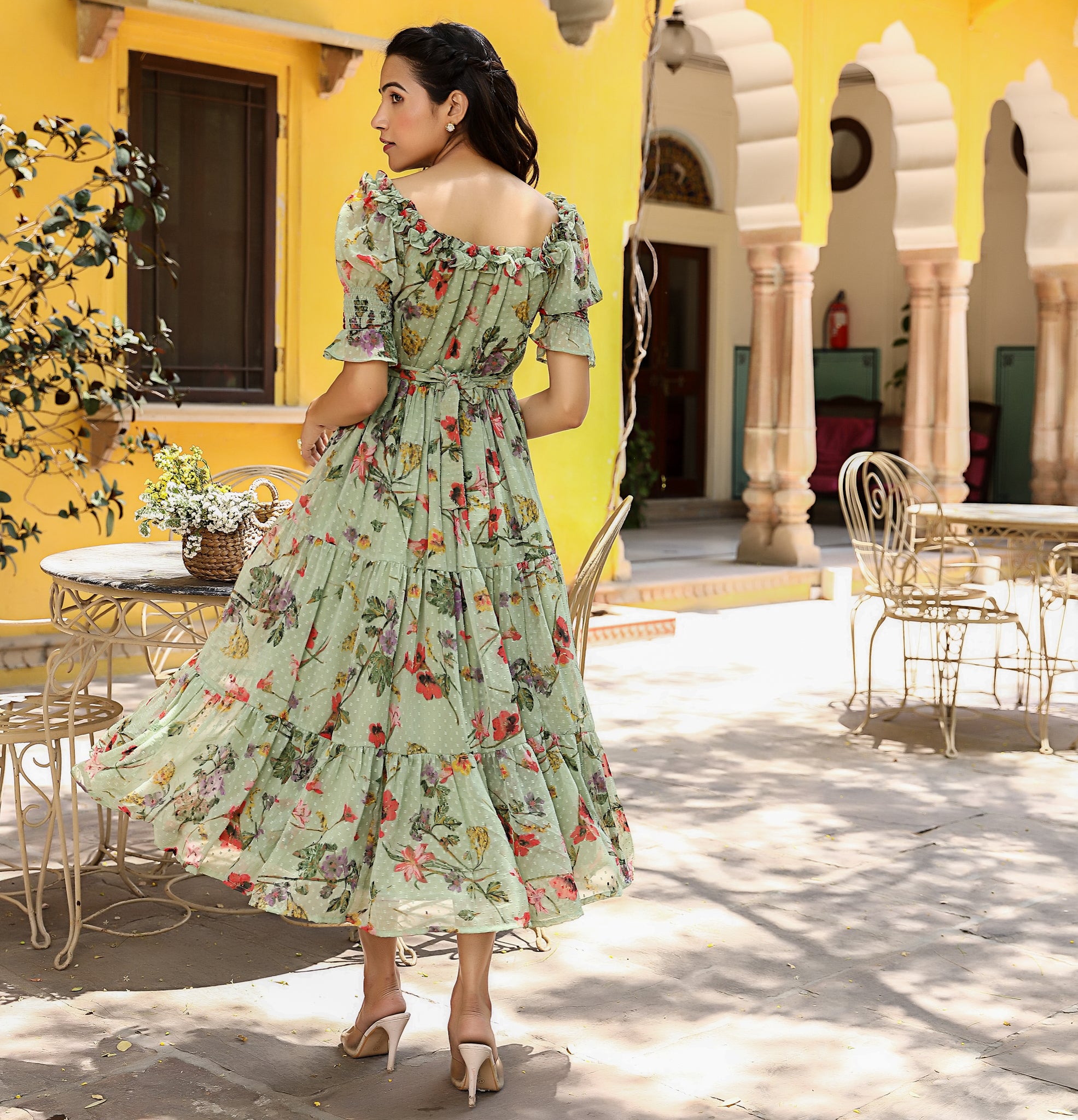 Camilla Light Green Floral Dress