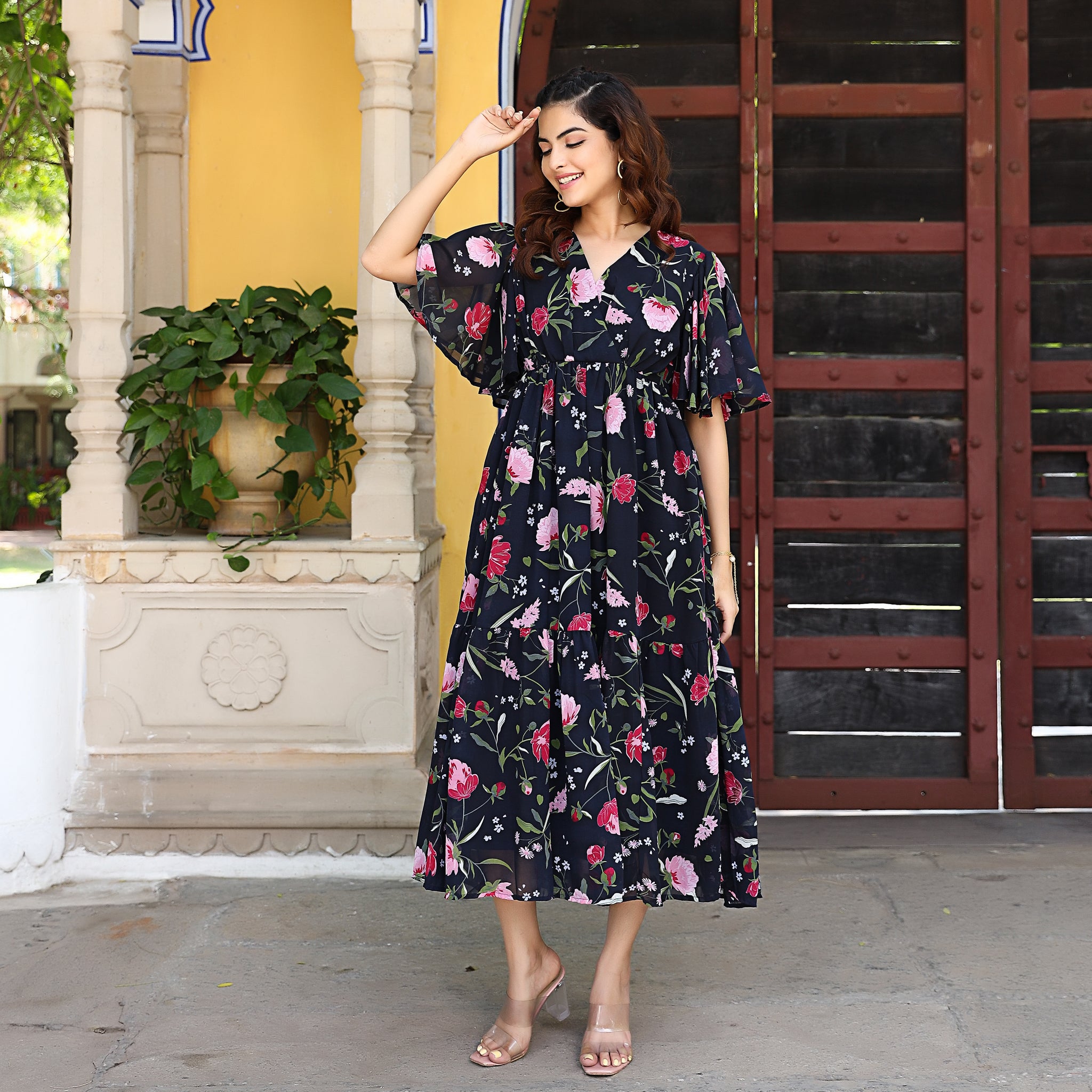 Diana Navy Floral Dress