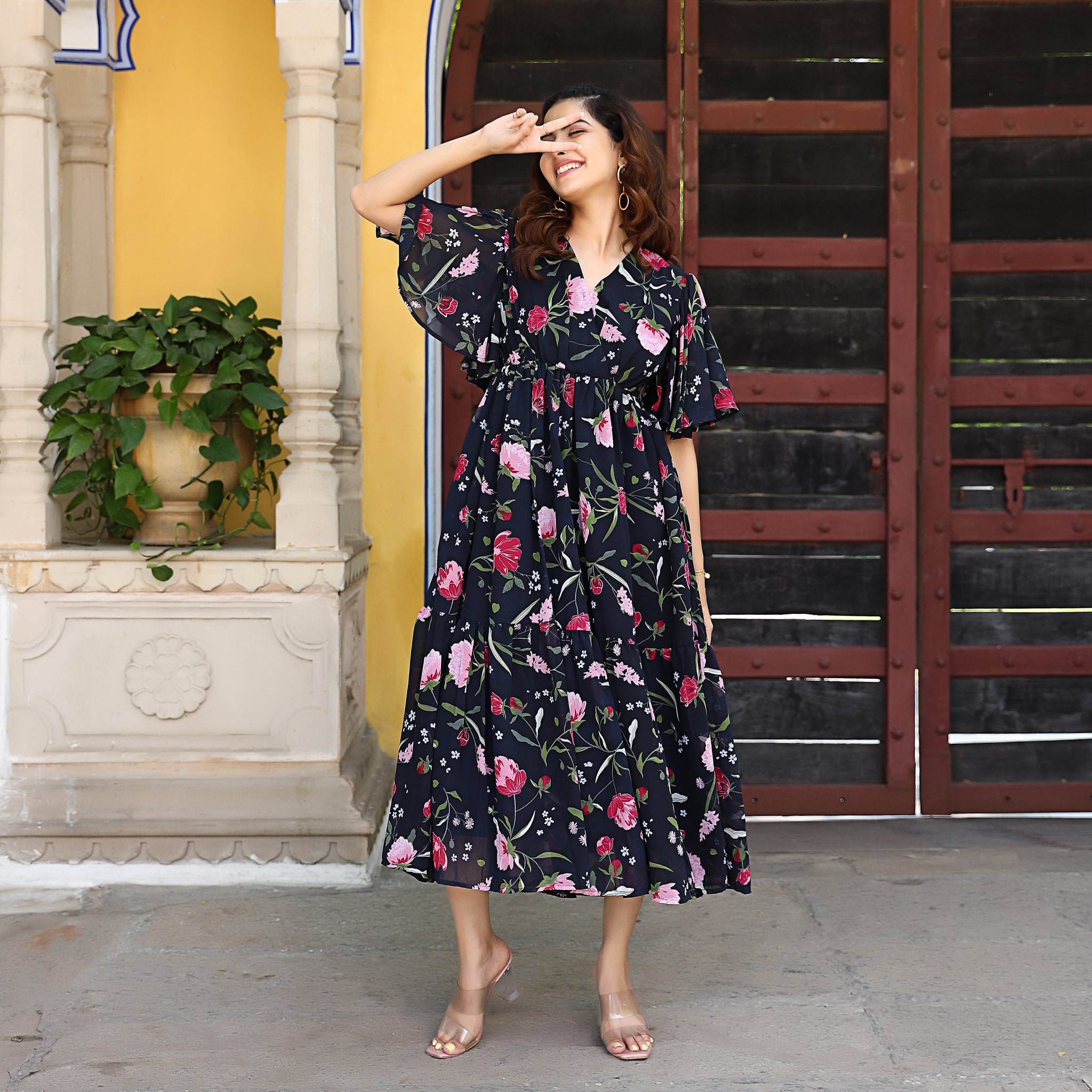 Diana Navy Floral Dress