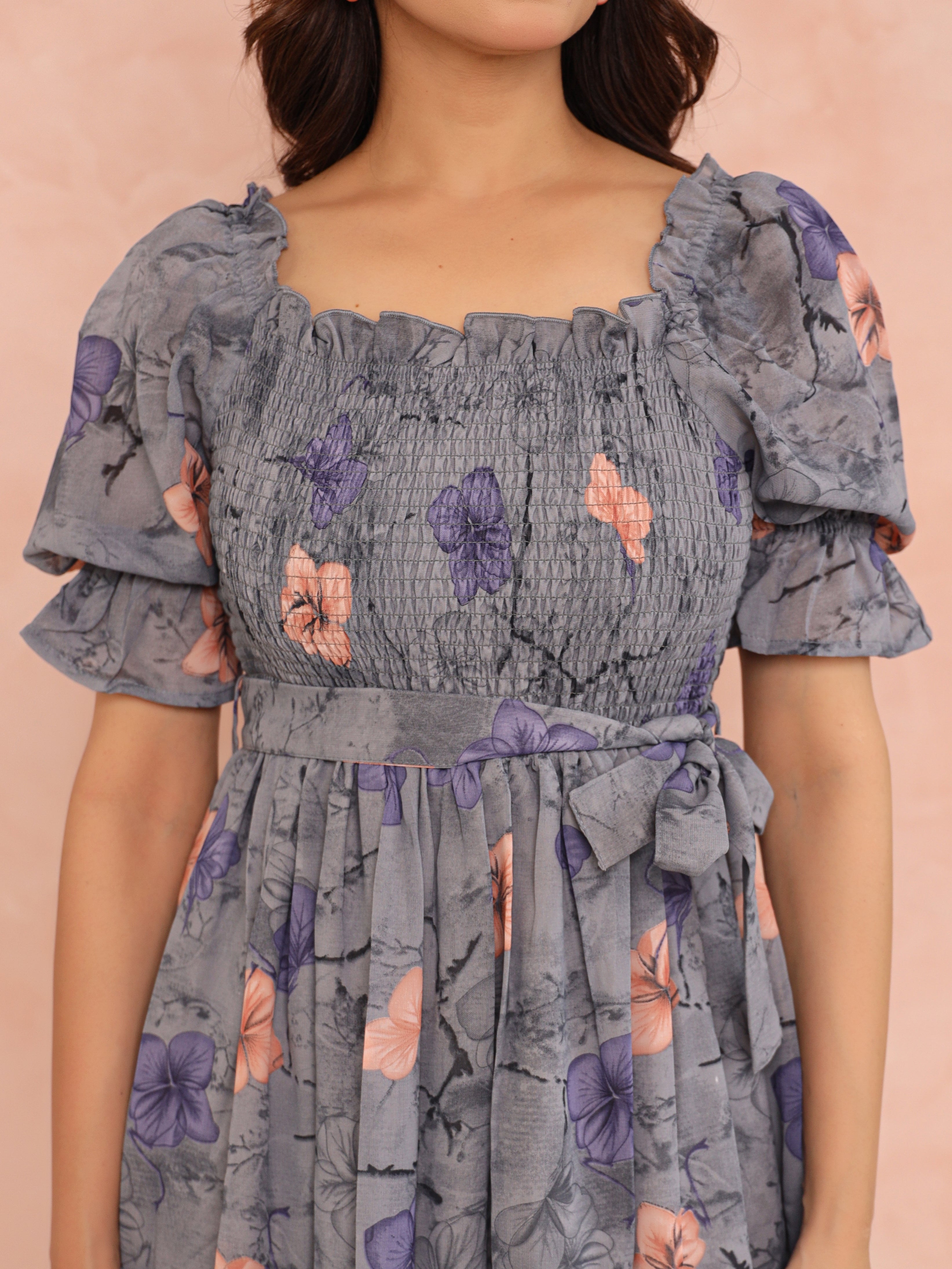 Kimberly Grey Smocked Maxi Dress