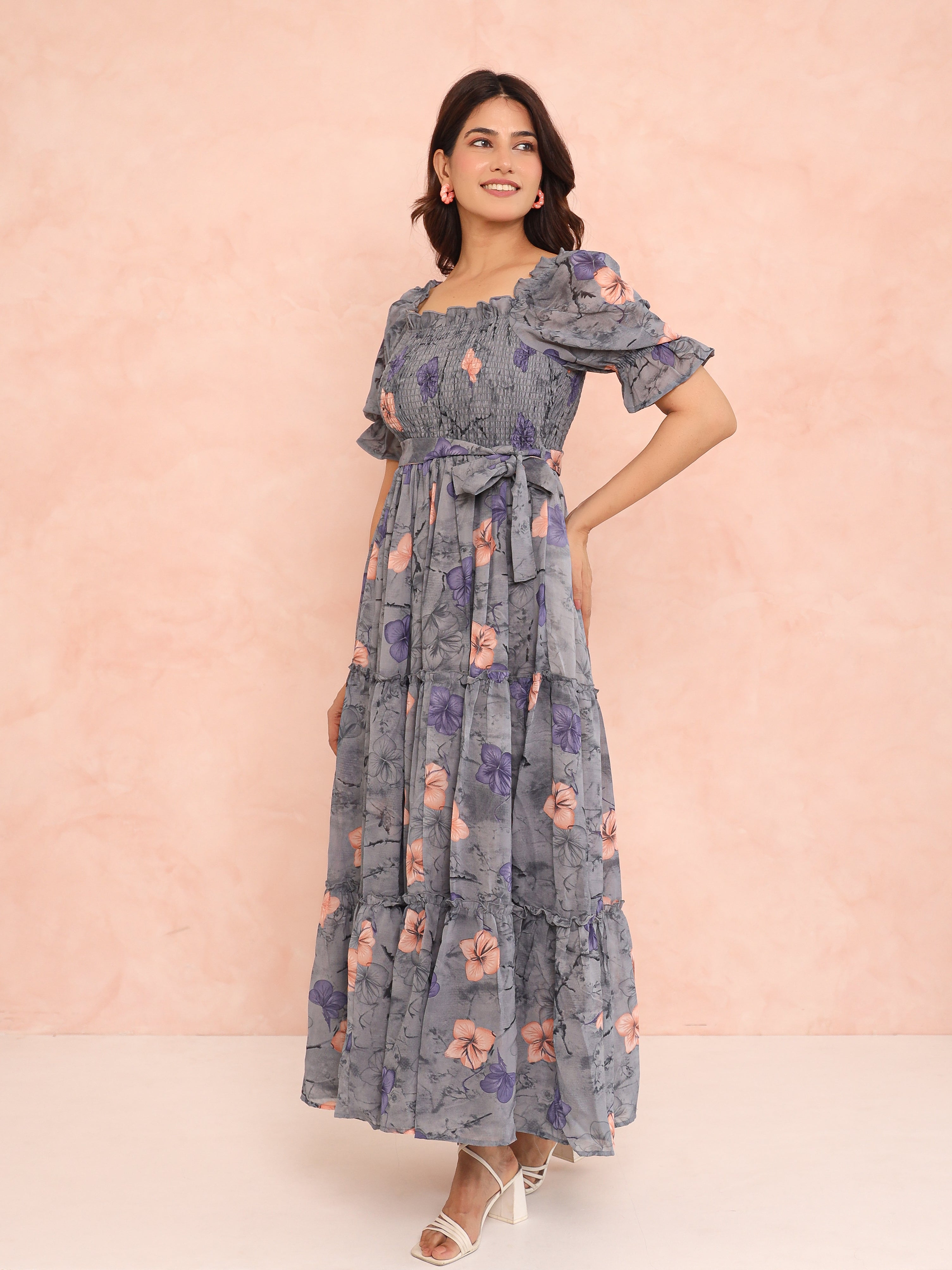 Kimberly Grey Smocked Maxi Dress