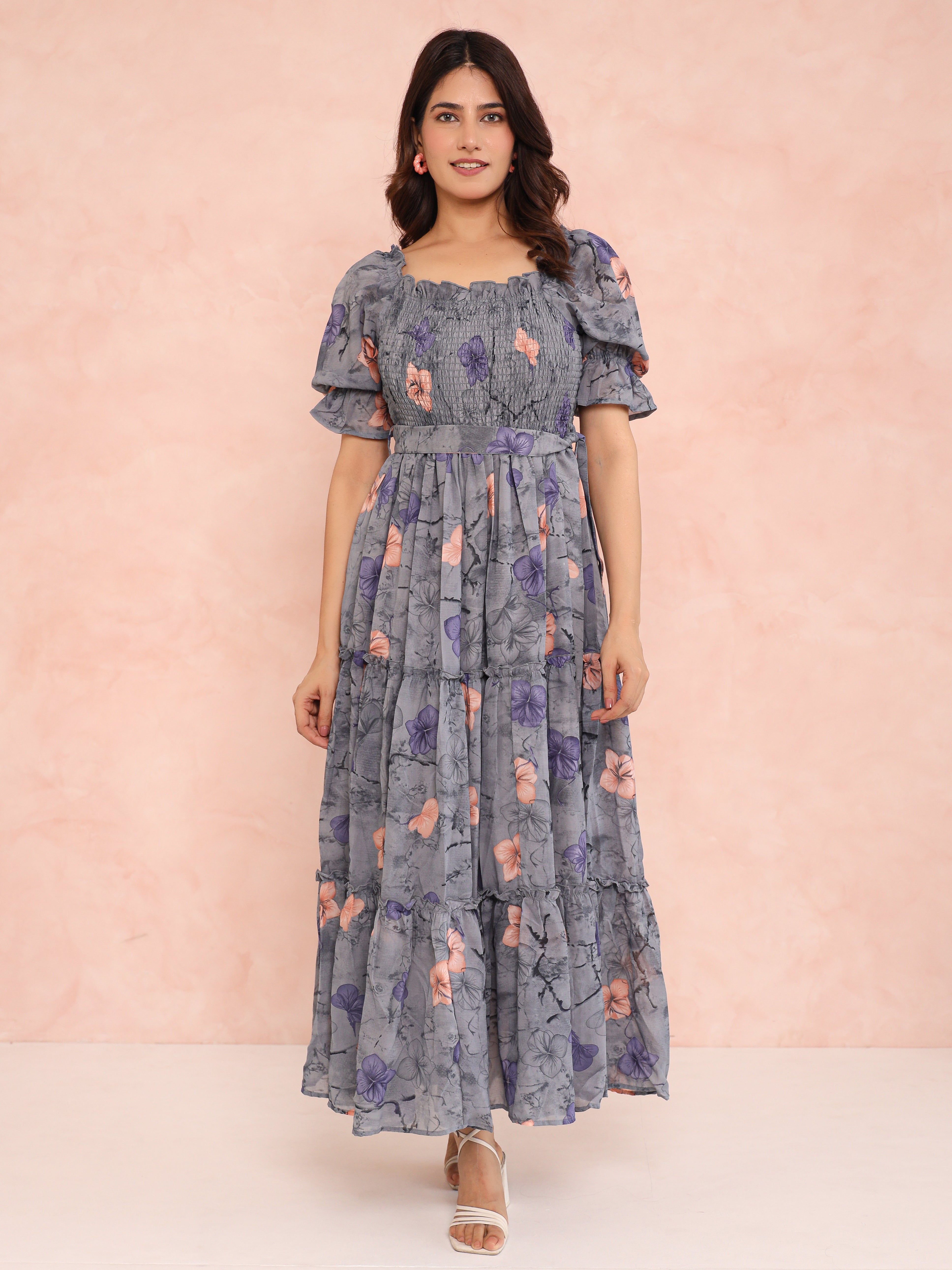Kimberly Grey Smocked Maxi Dress