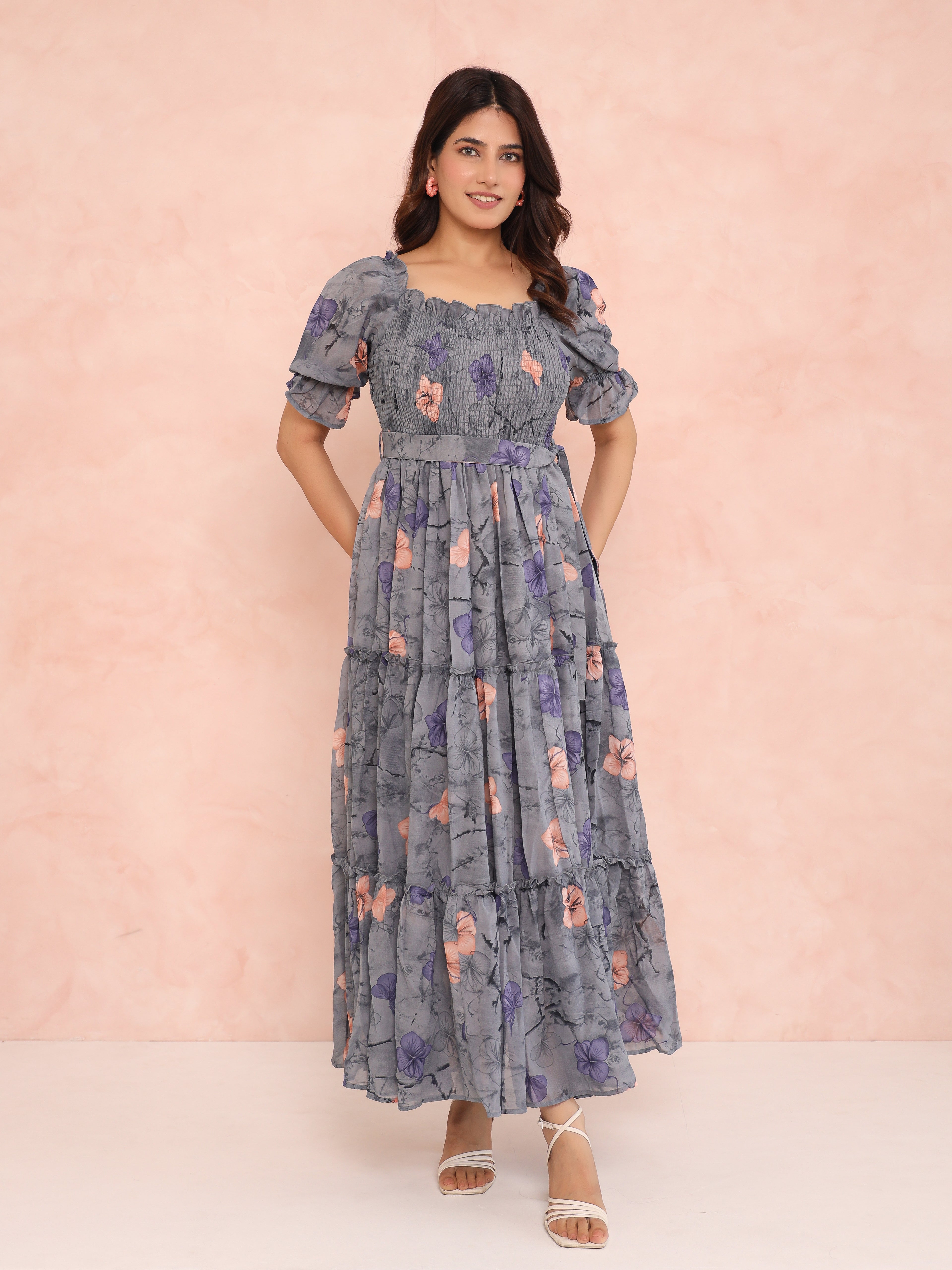 Kimberly Grey Smocked Maxi Dress