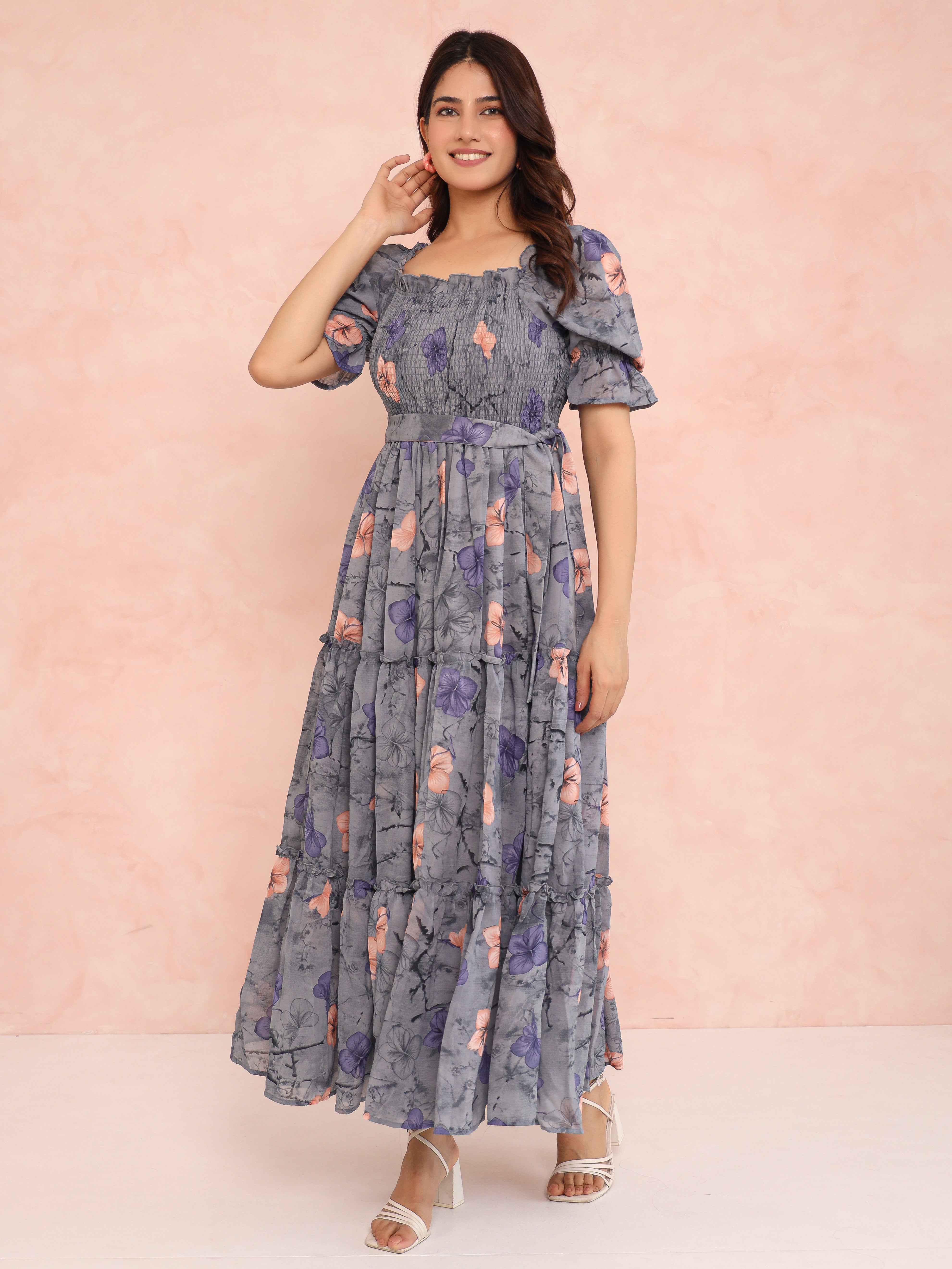 Kimberly Grey Smocked Maxi Dress