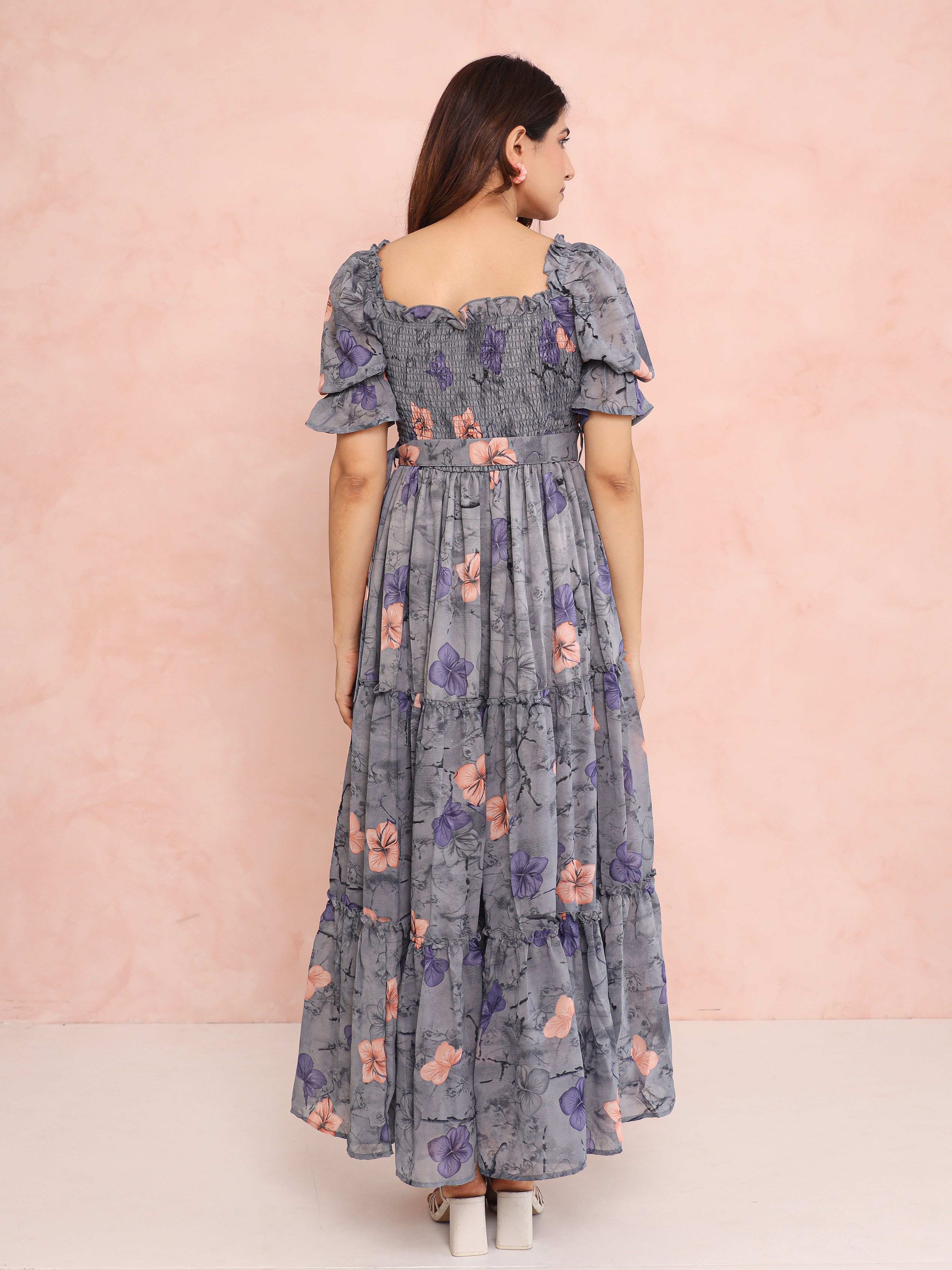 Kimberly Grey Smocked Maxi Dress