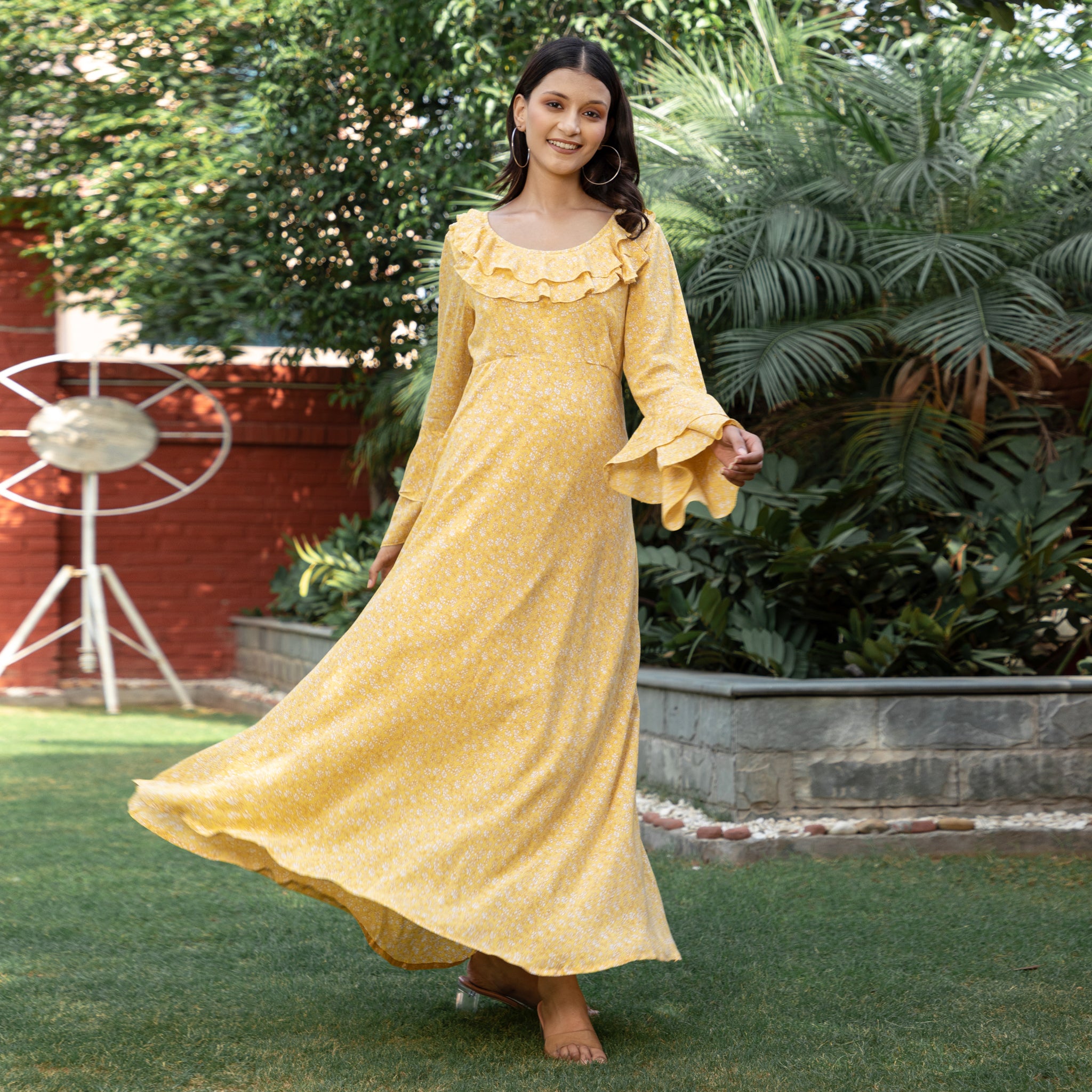 Yellow Summer Floral Maxi Dress
