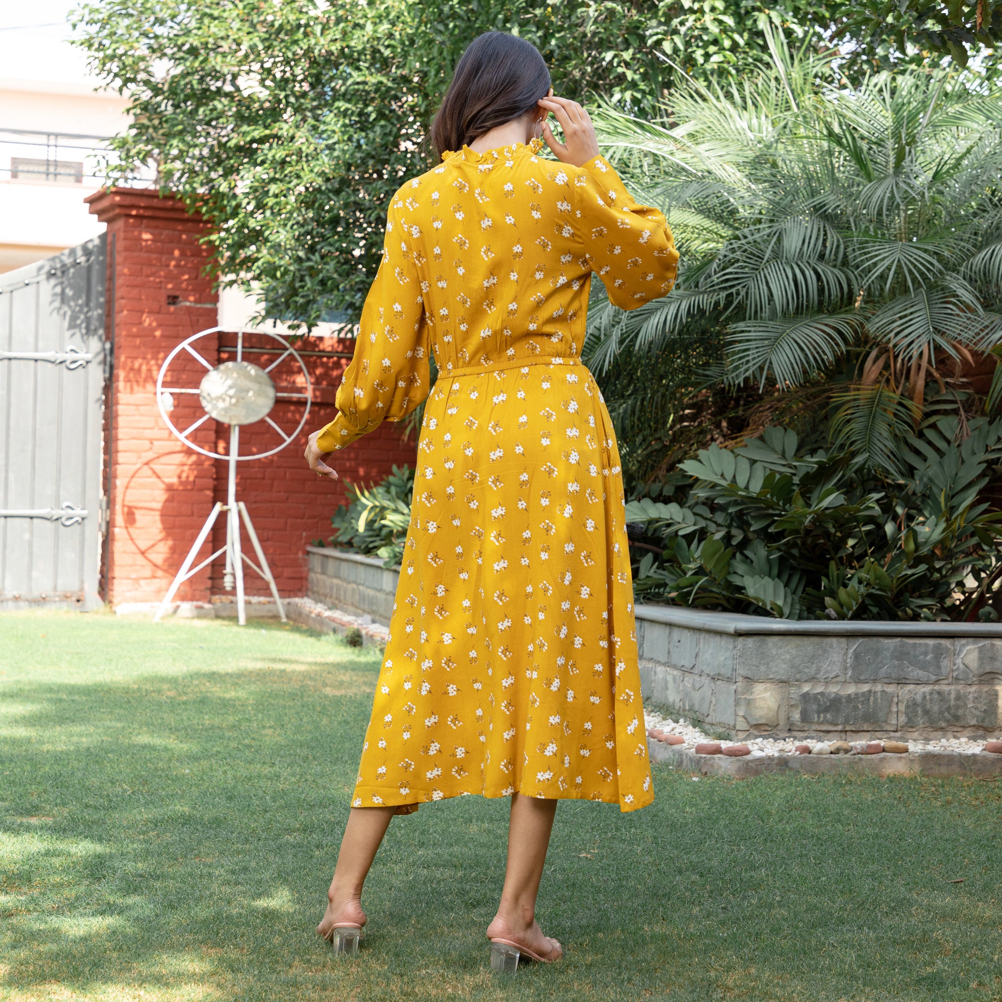 Summer Mustard Floral Dress