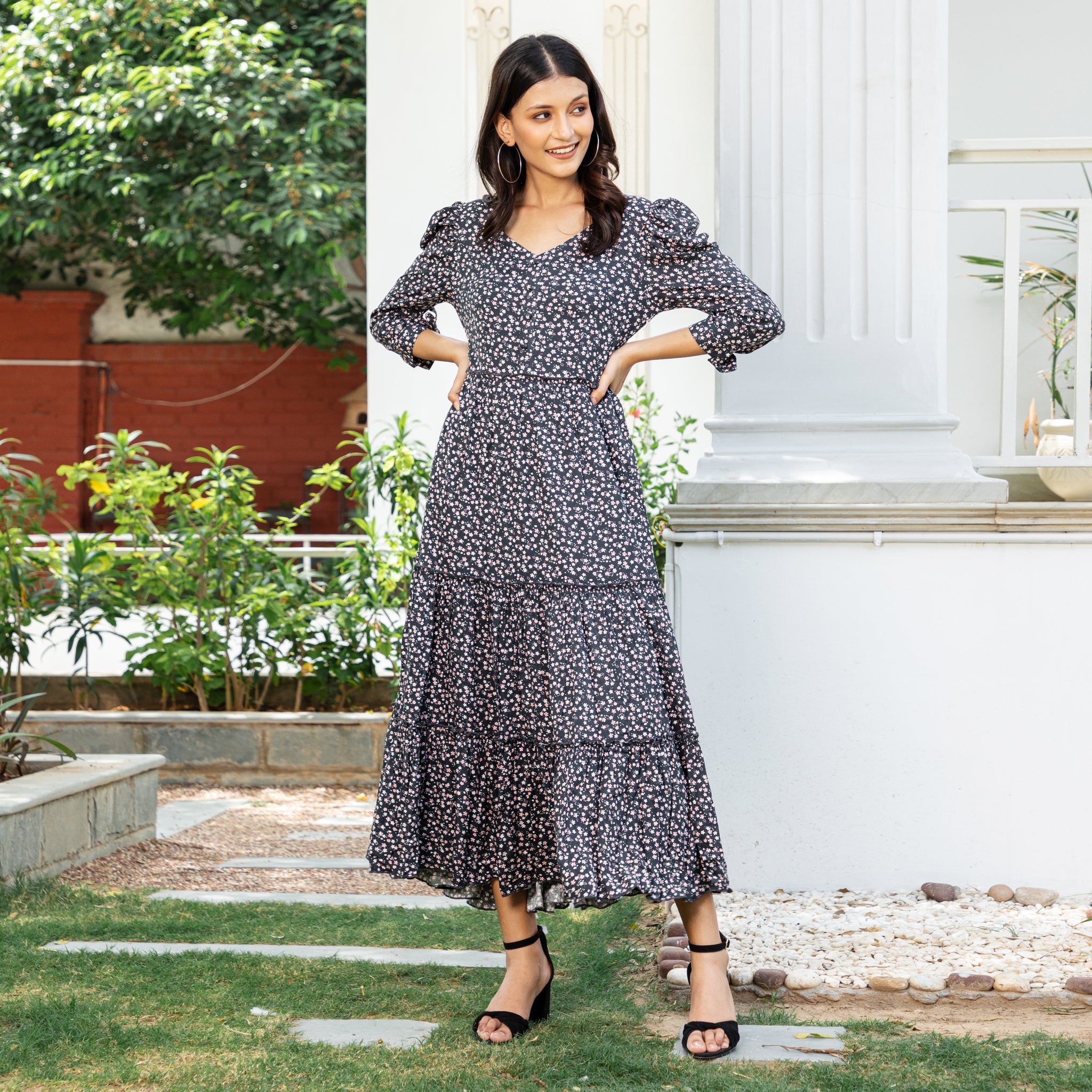 Black Floral Summer Maxi Dress