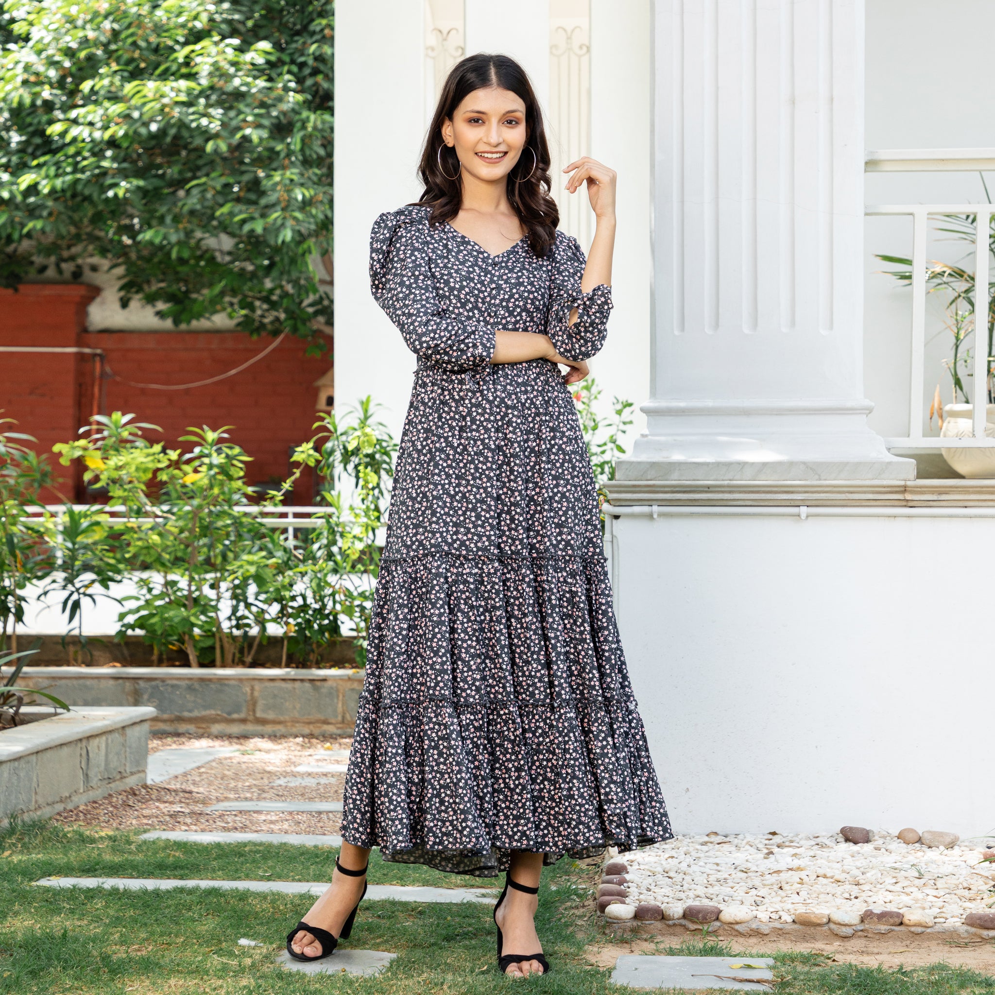 Black Floral Summer Maxi Dress