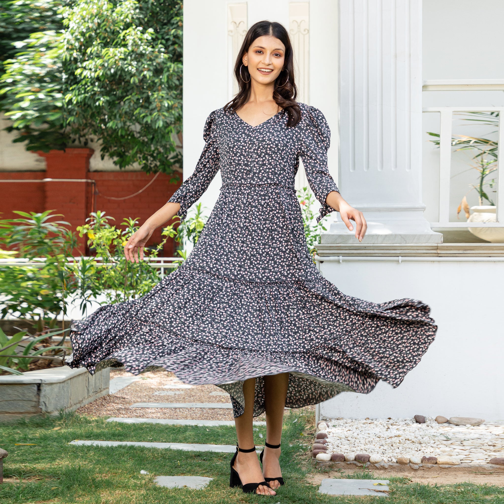 Black Floral Summer Maxi Dress