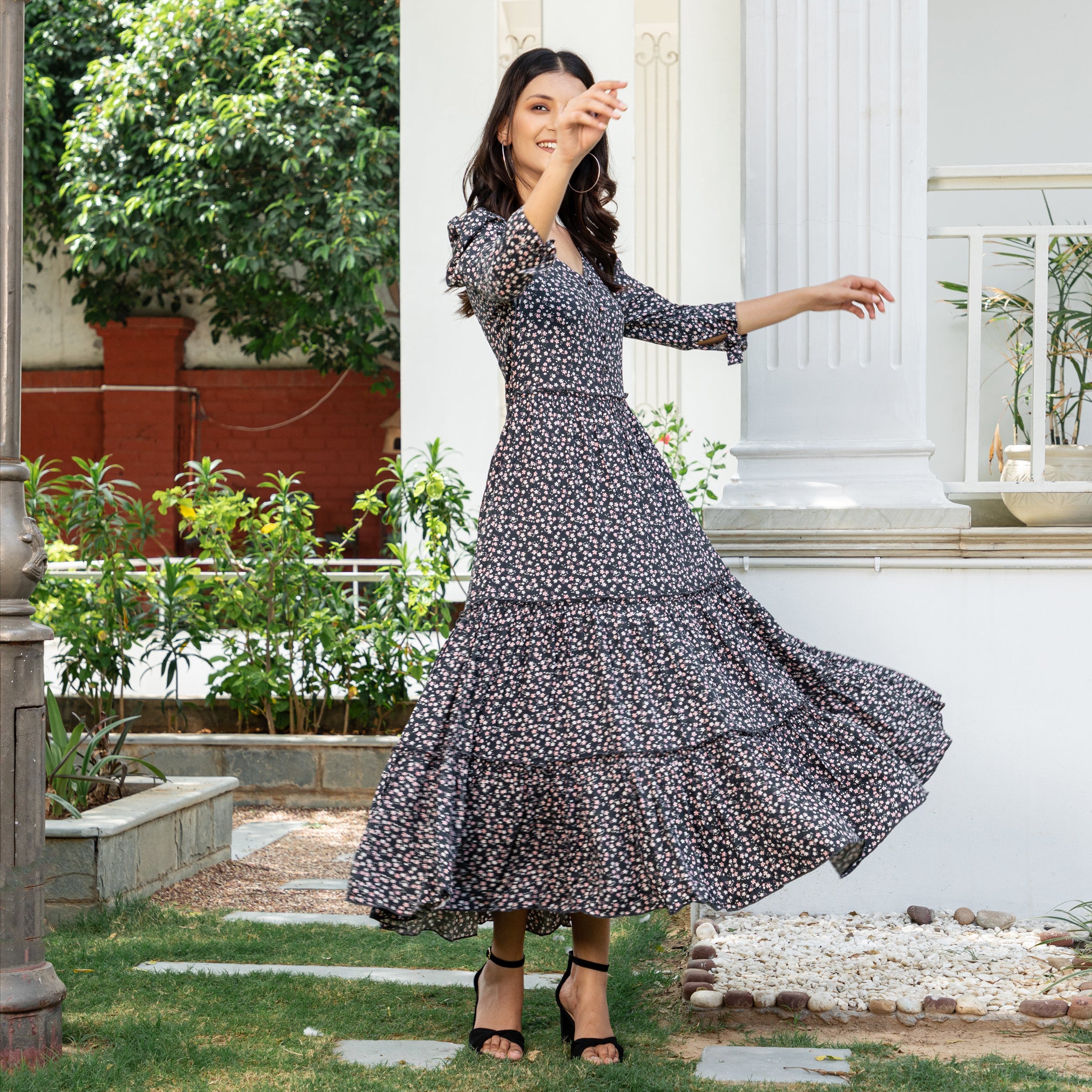 Black Floral Summer Maxi Dress
