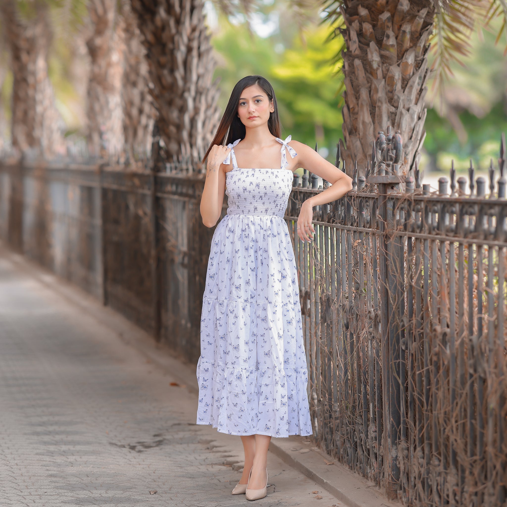 Chloe White Smocked Sundress