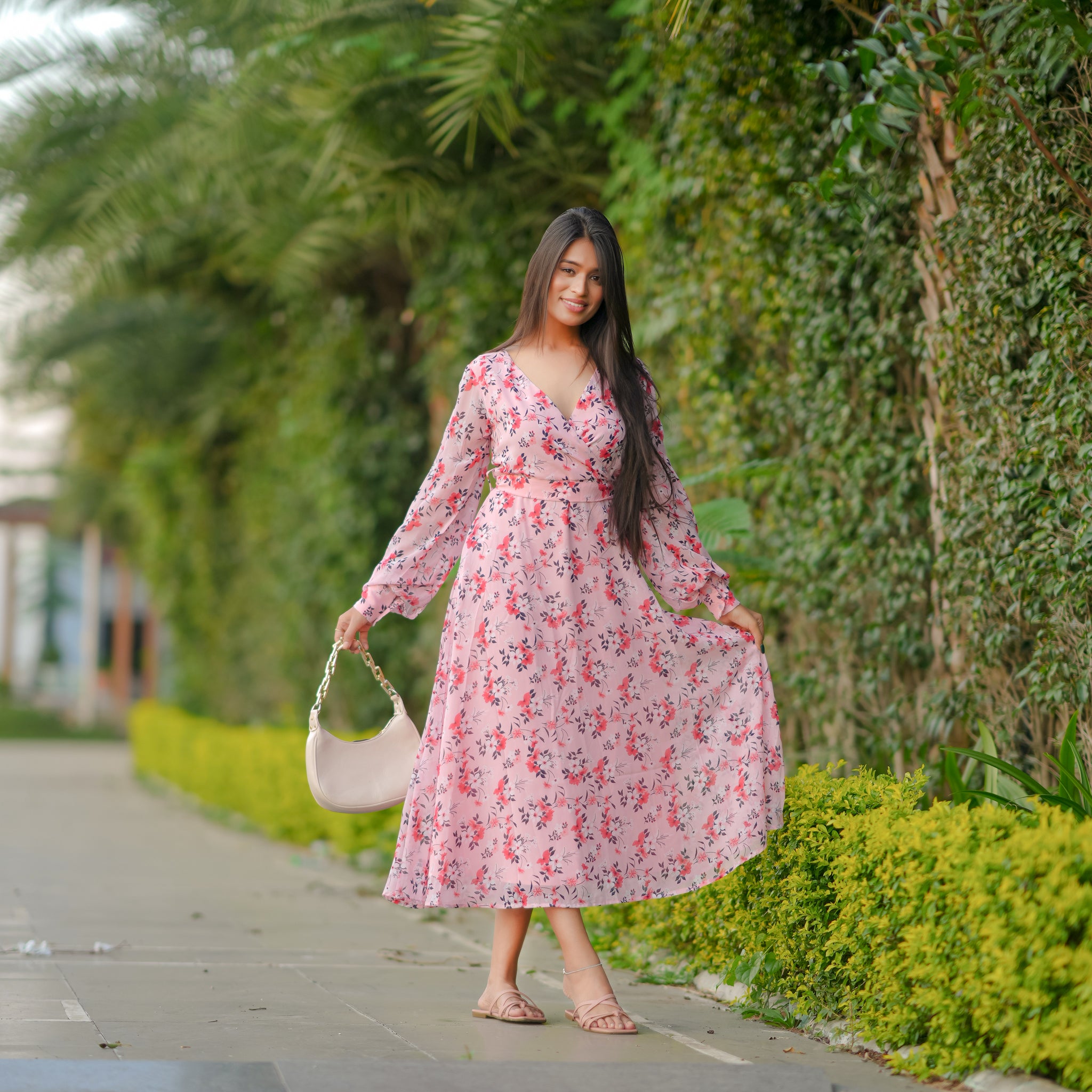 Nora Pink Floral Dress
