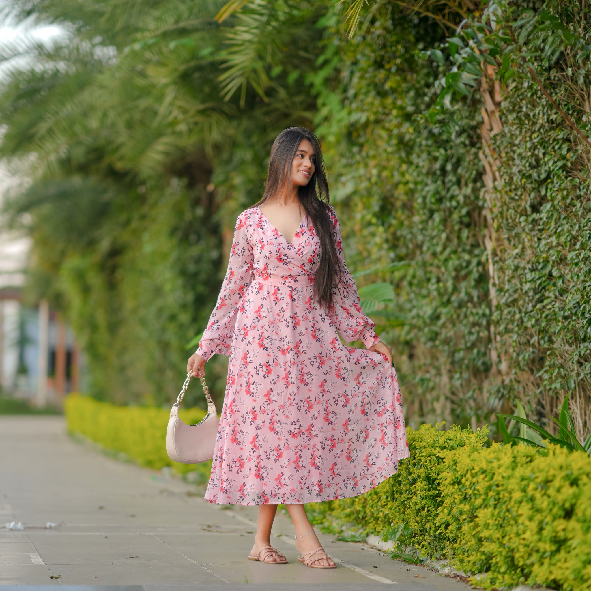 Nora Pink Floral Dress