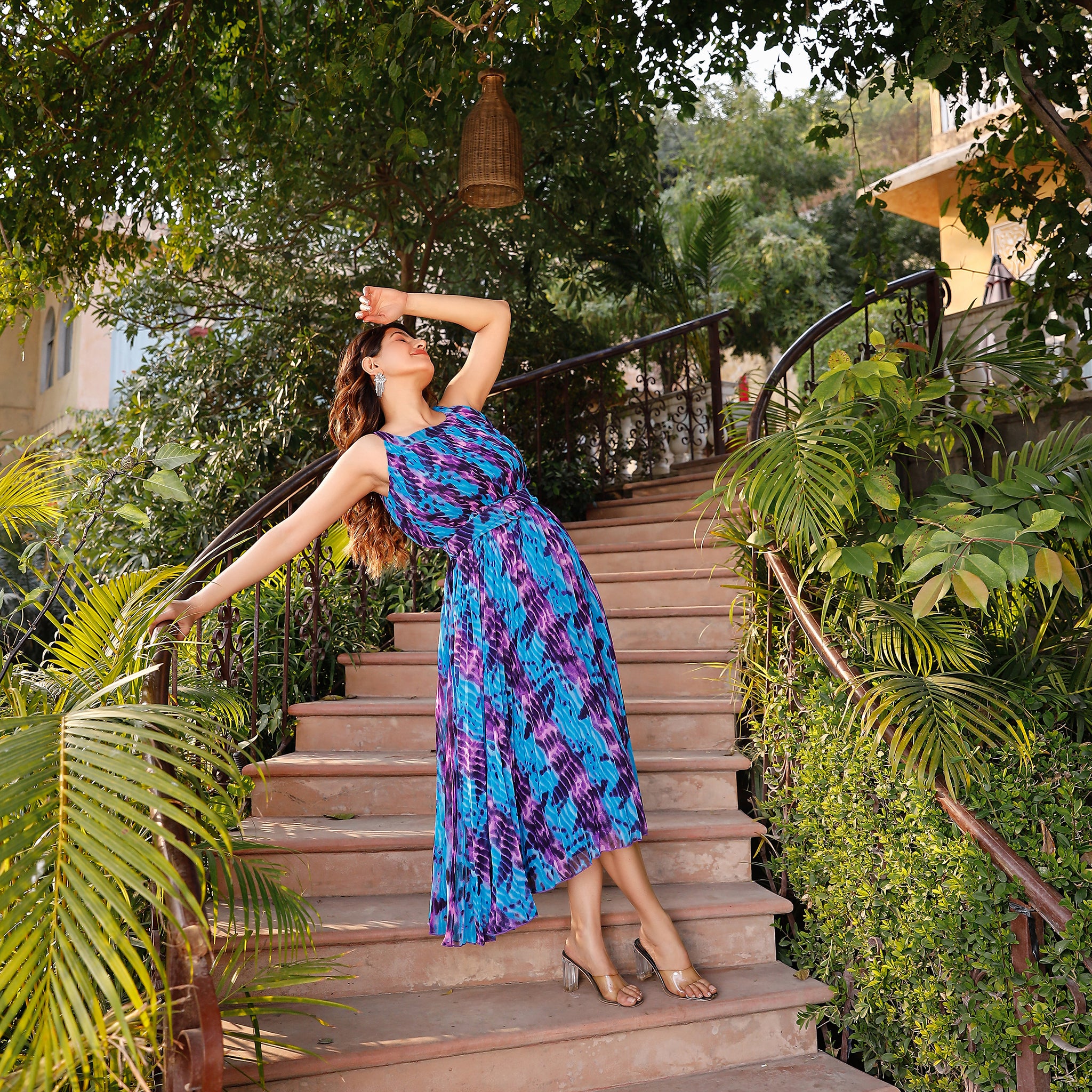 Selena Pleated Tie-Dye Maxi Dress