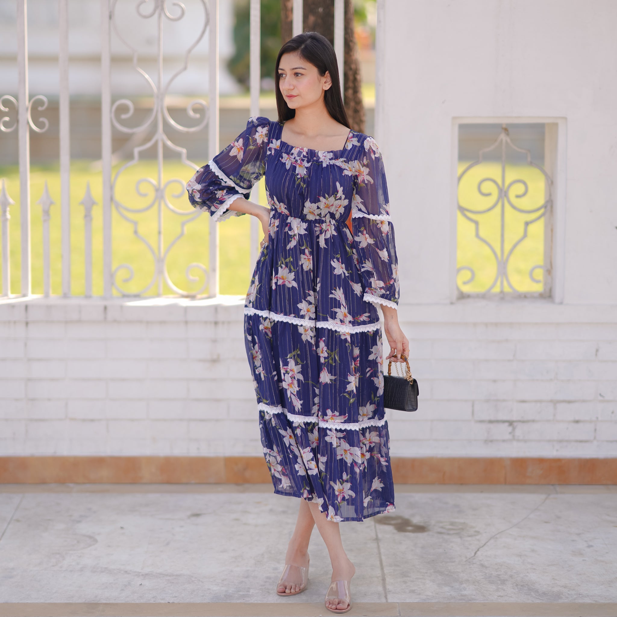 Audrey Navy Blue Lace Dress