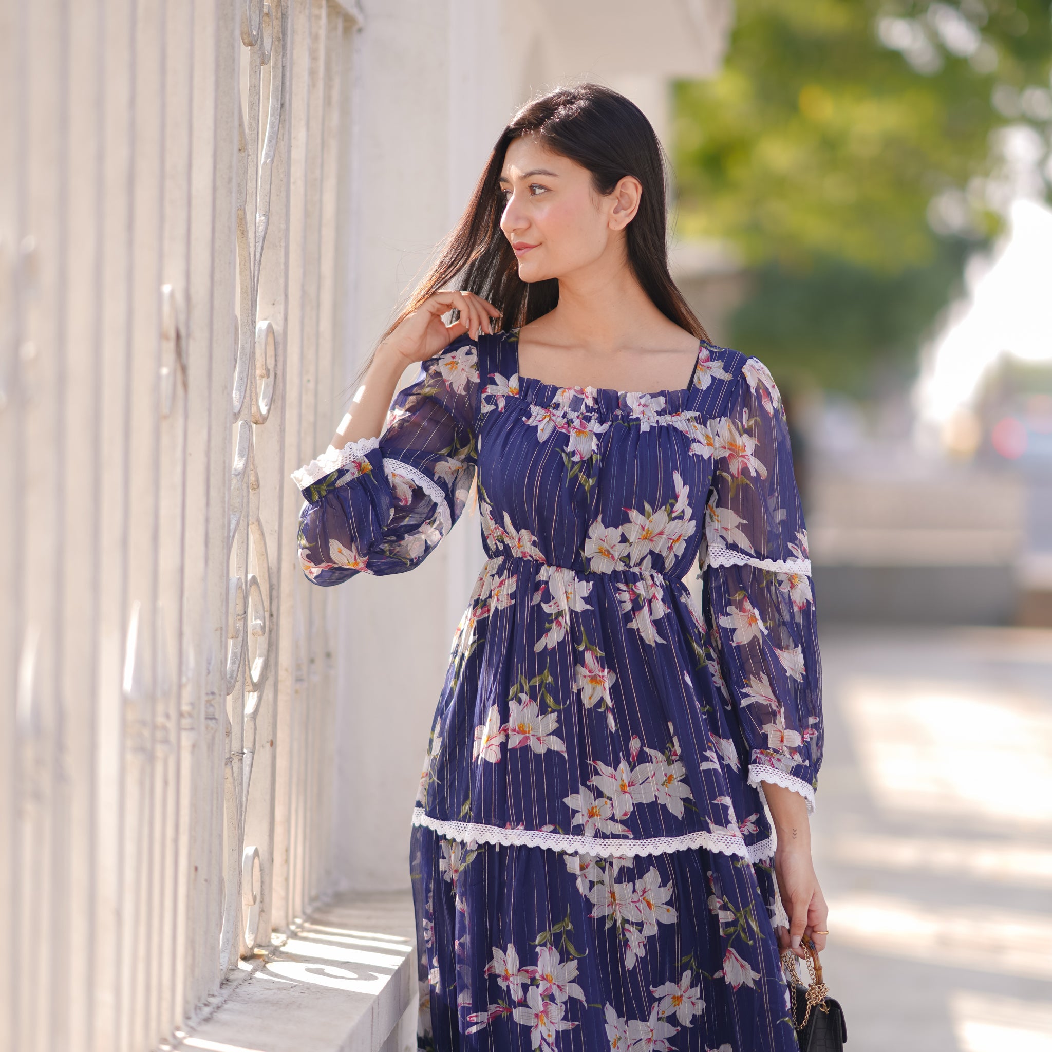 Audrey Navy Blue Lace Dress