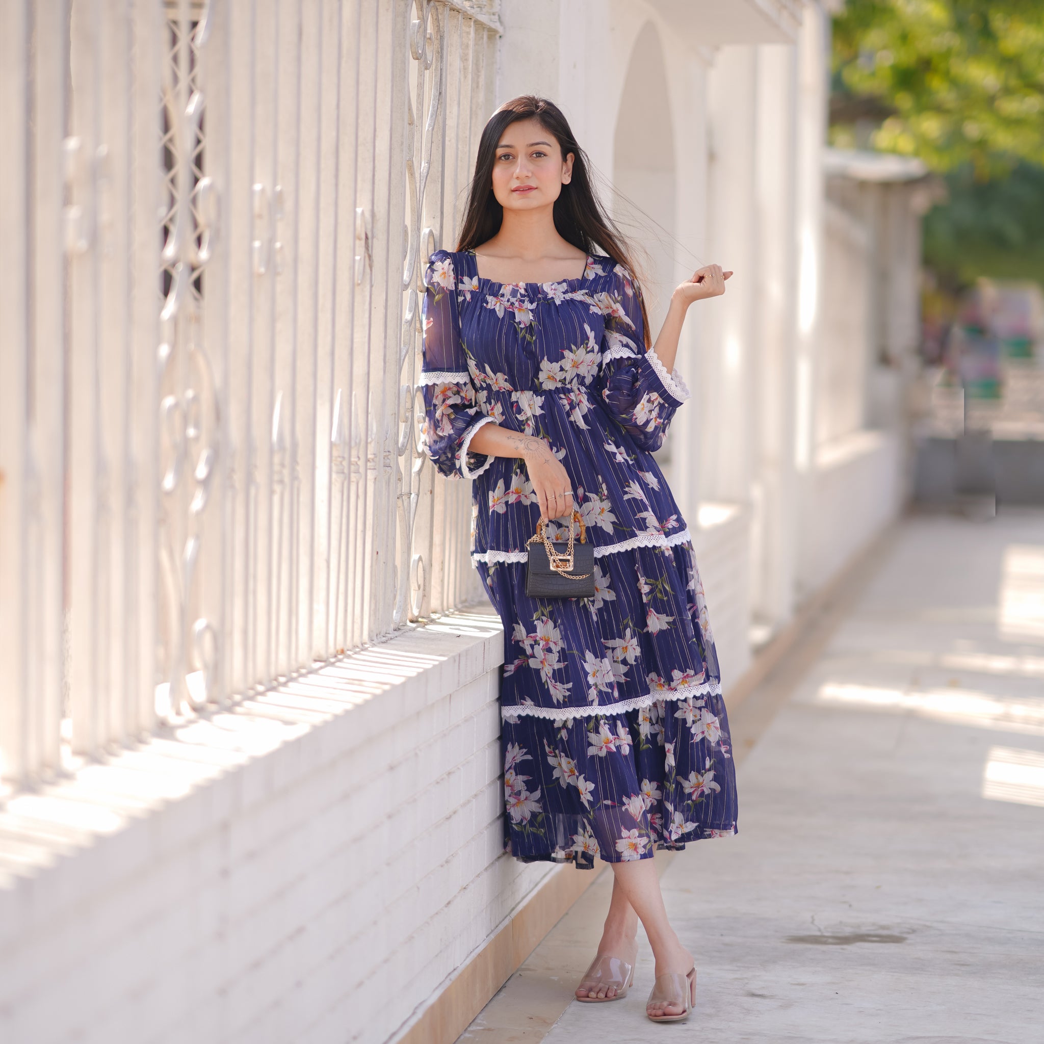 Audrey Navy Blue Lace Dress